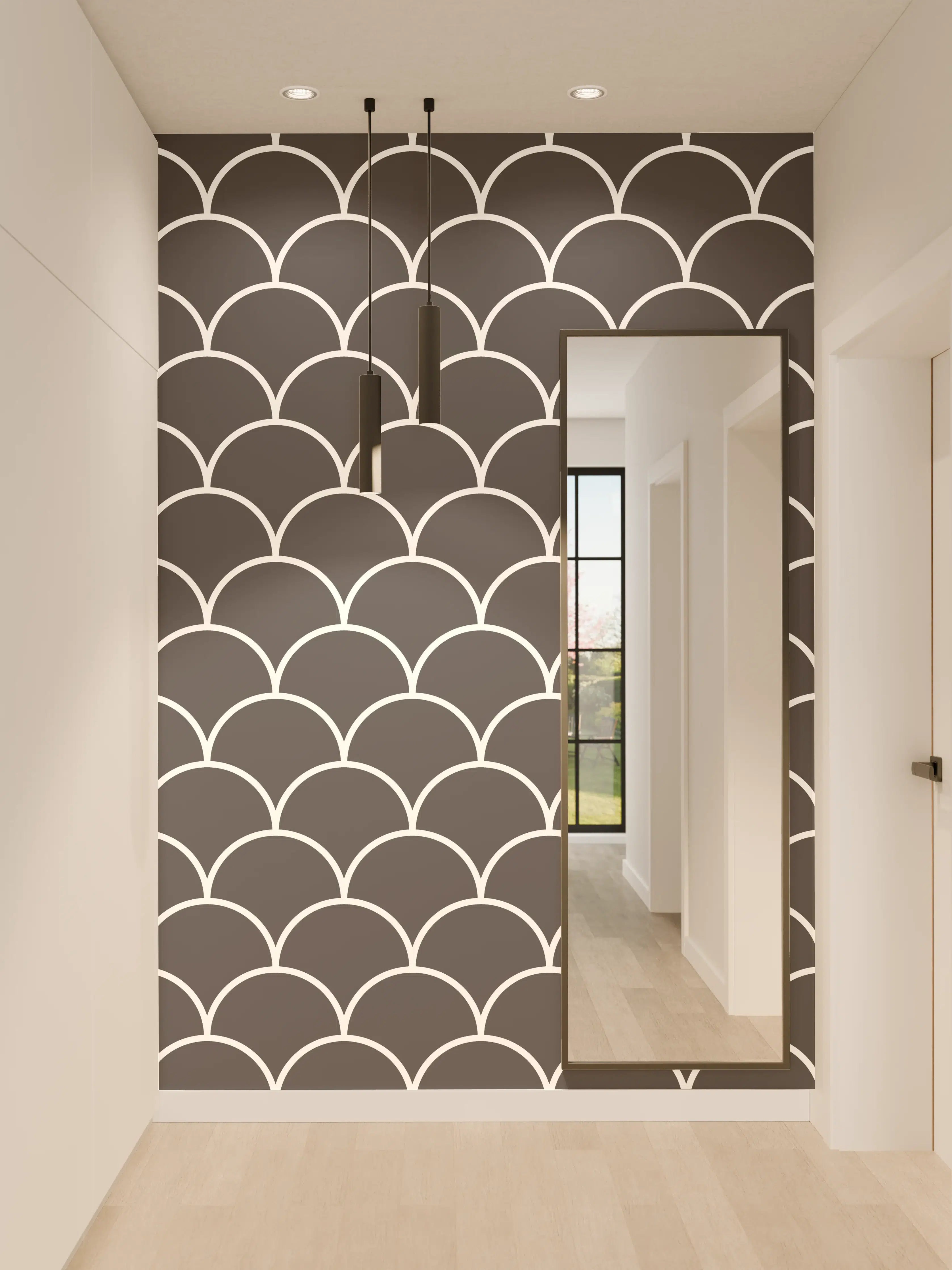Wandverkleidung Flur - Elegantes schwarzes Schuppenmuster