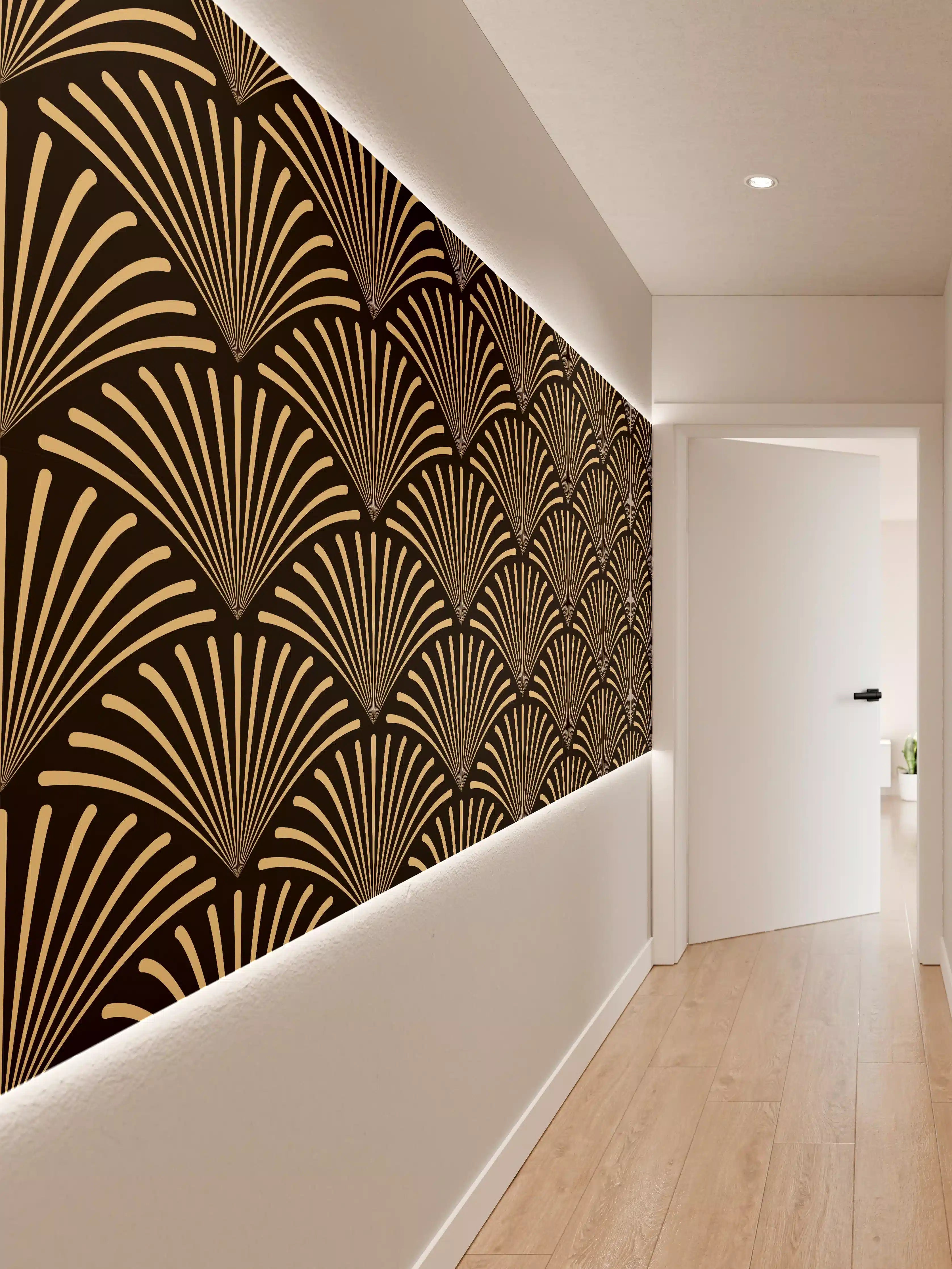 Wandverkleidung Flur - Elegantes, dekadentes Design in Schwarz-Gold