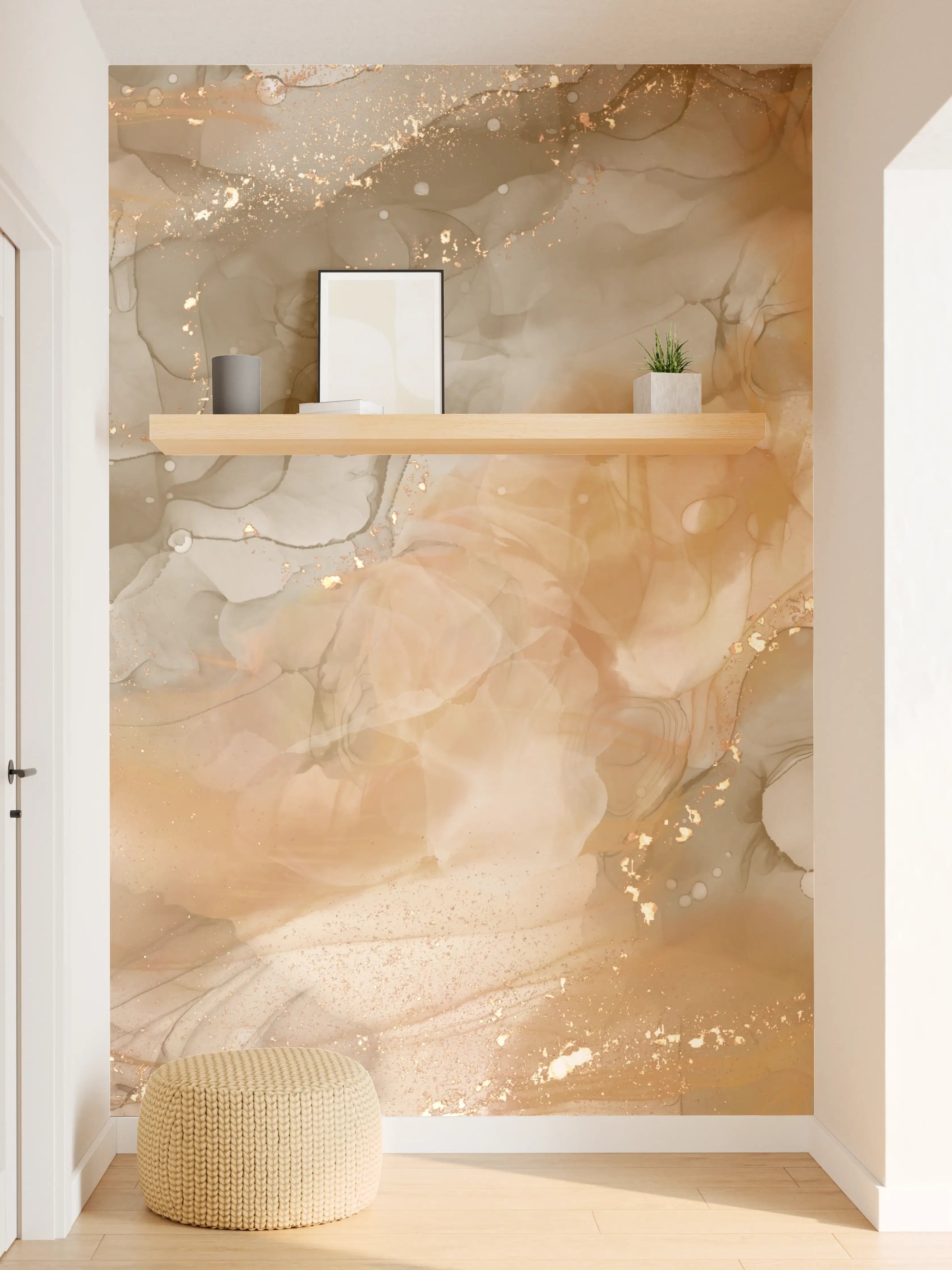 Wandverkleidung Flur - Elegantes, neutrales Kunstwerk in warmen Tönen
