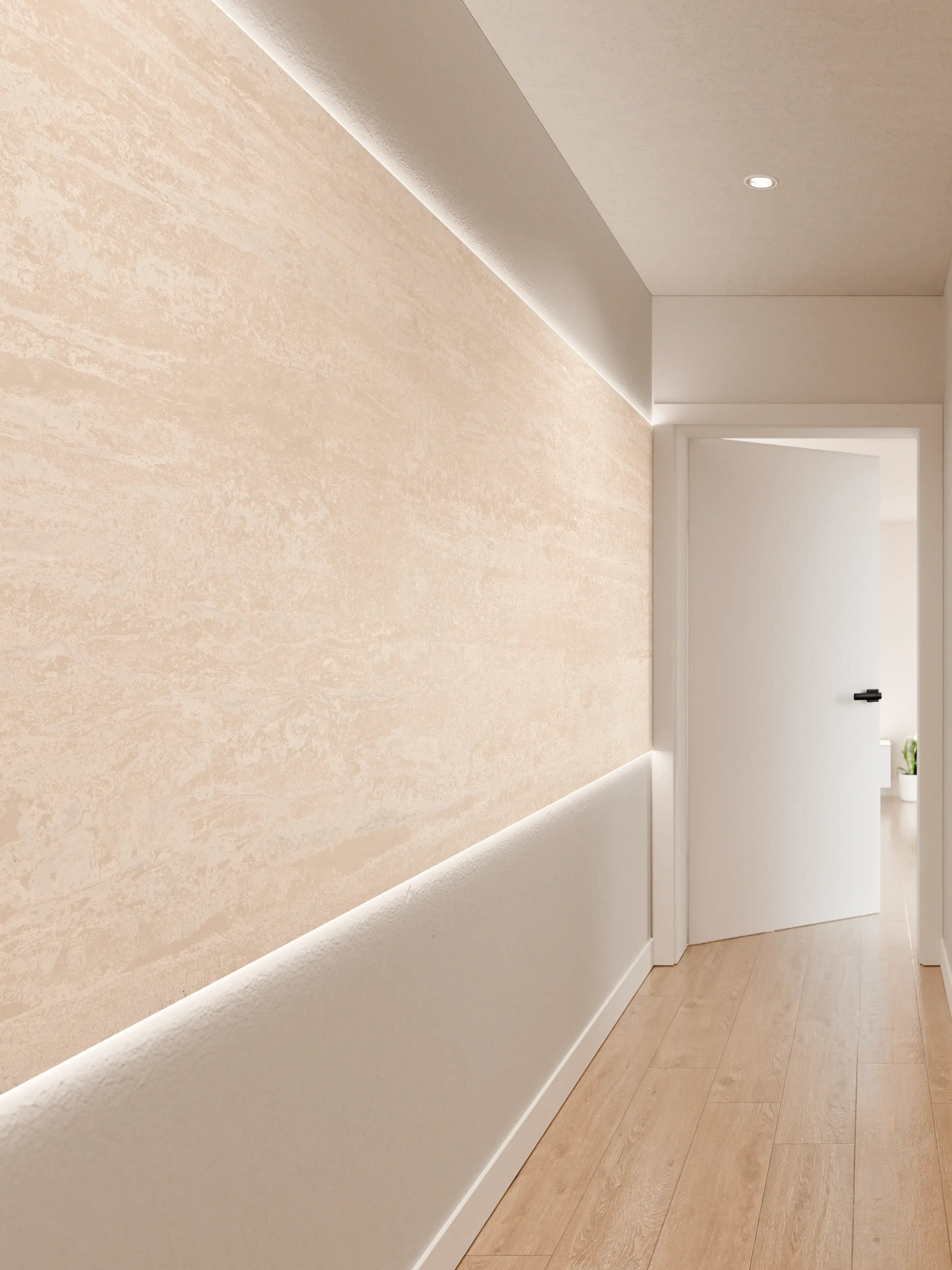 Wandverkleidung Flur - Elfenbein beige Marmor