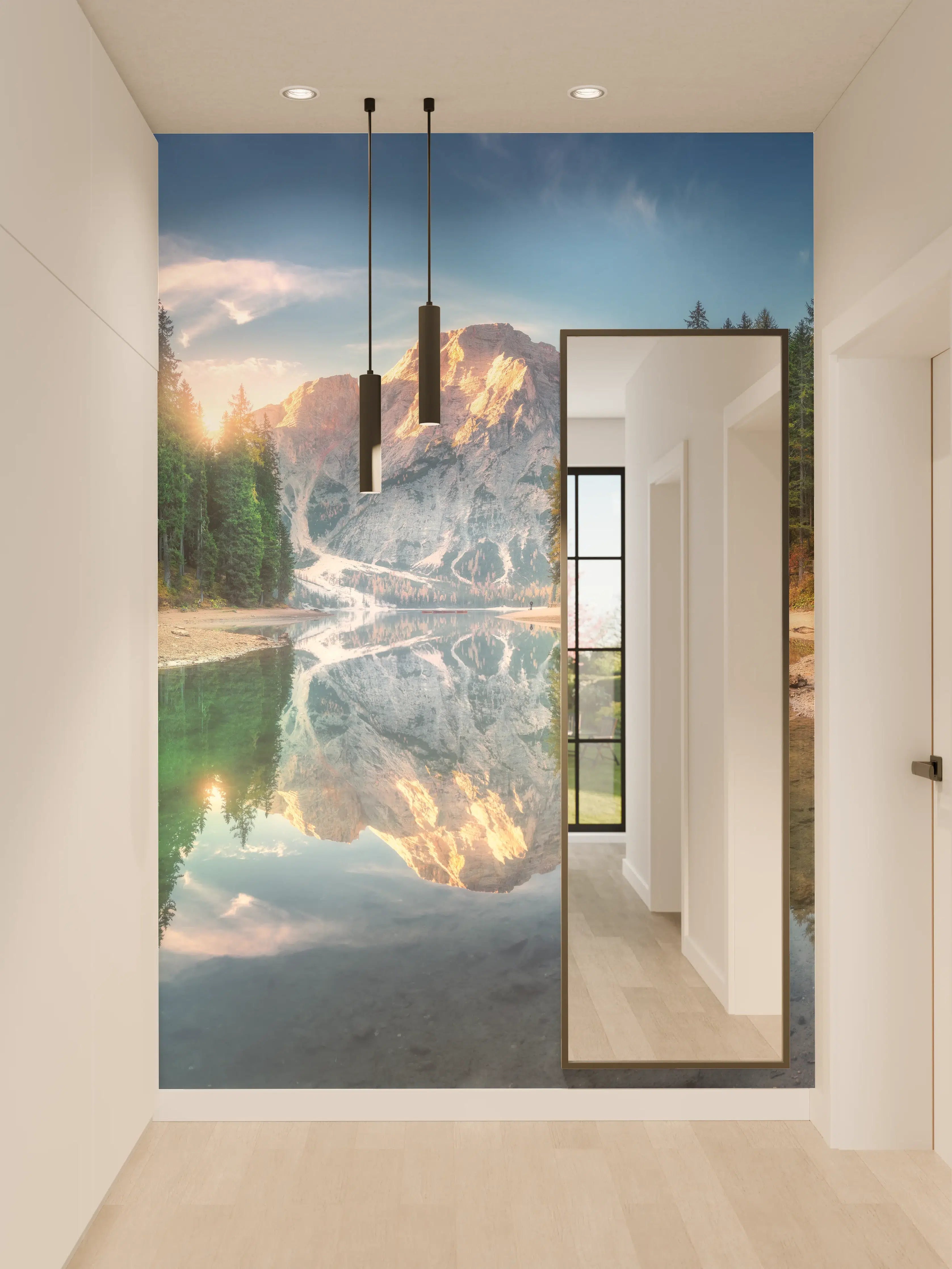 Wandverkleidung Flur - Erstaunlicher Pragser Wildsee bei Sonnenaufgang