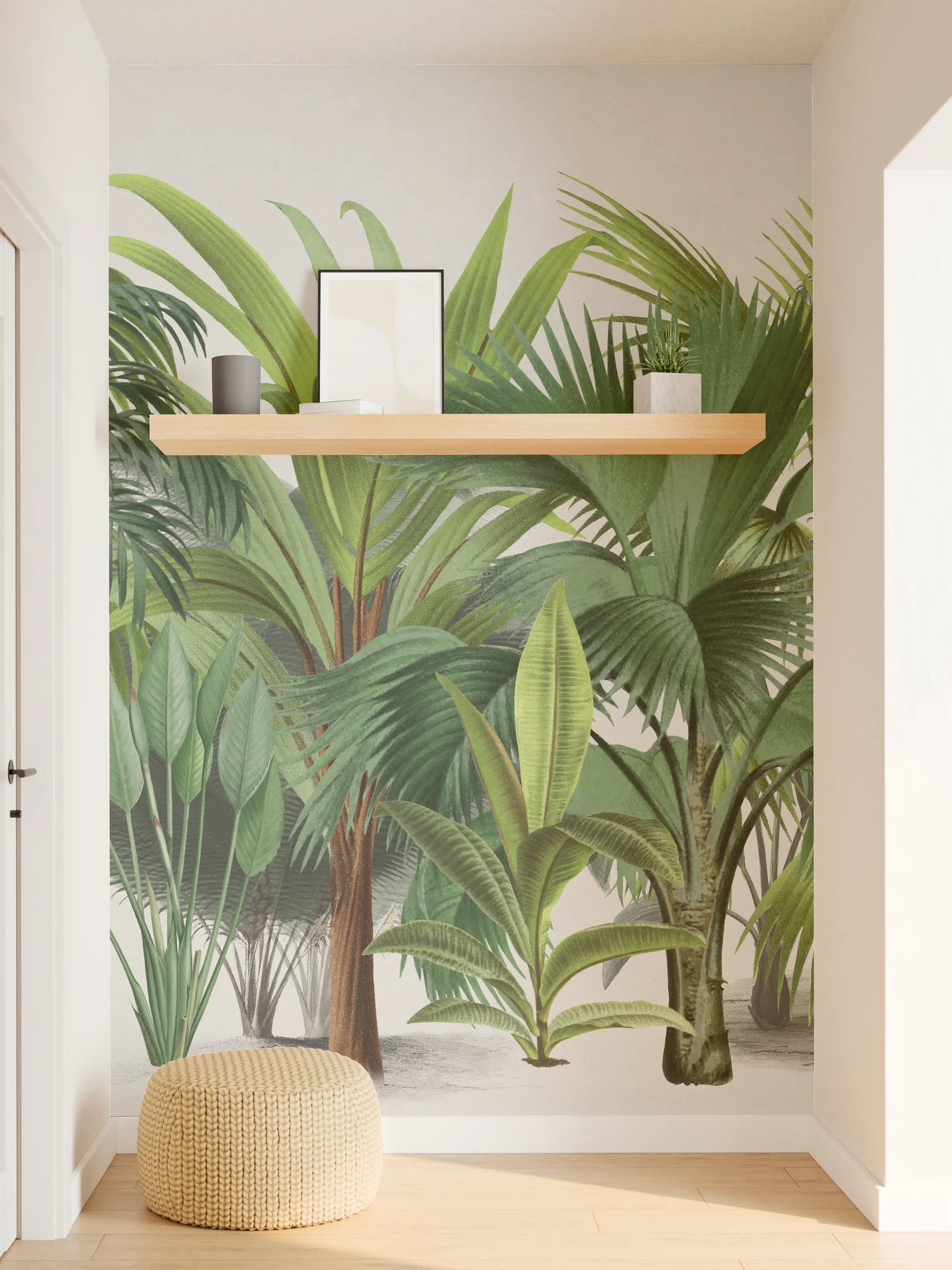 Wandverkleidung Flur - Exotische Bäume