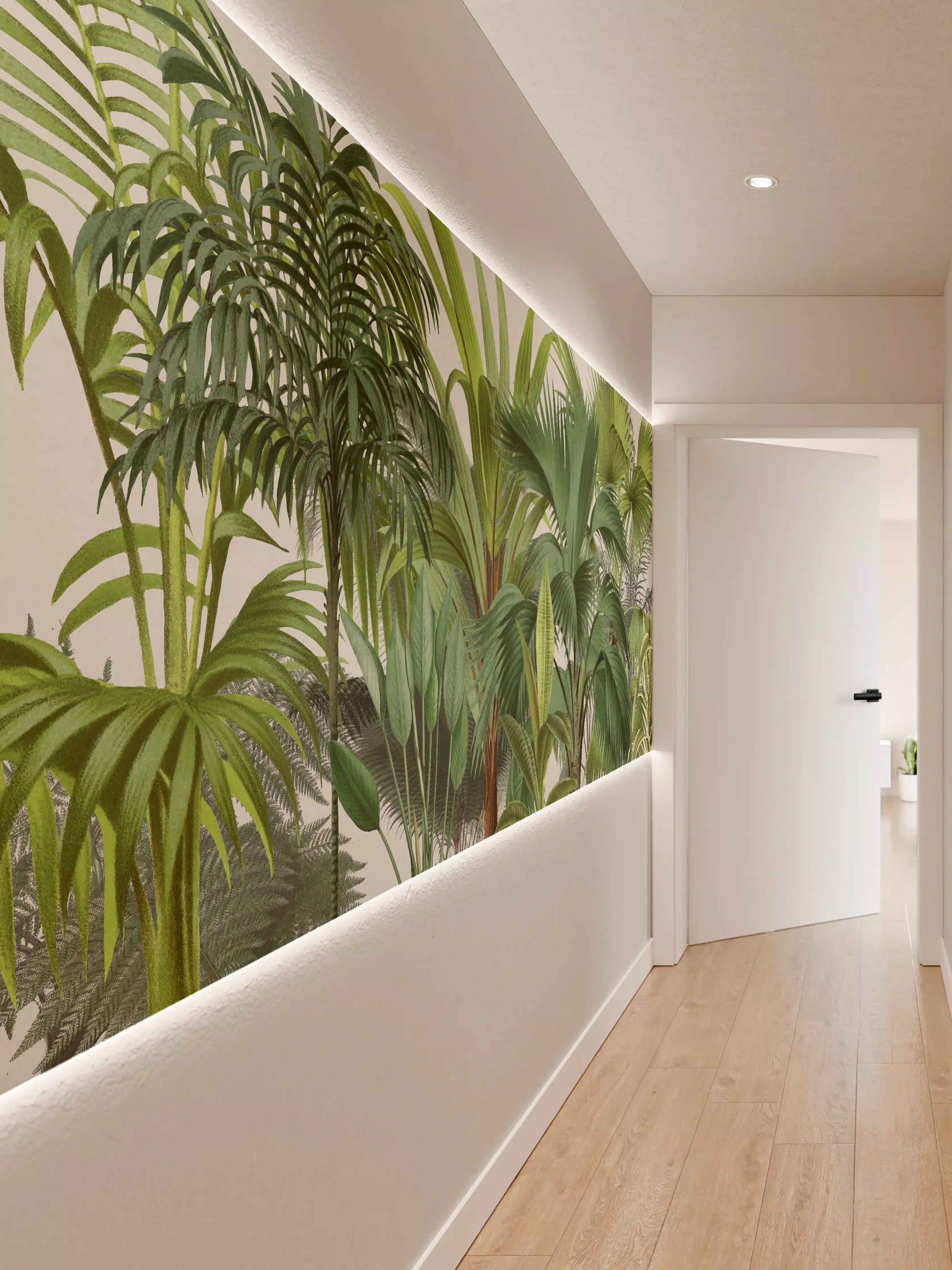 Wandverkleidung Flur - Exotische Bäume