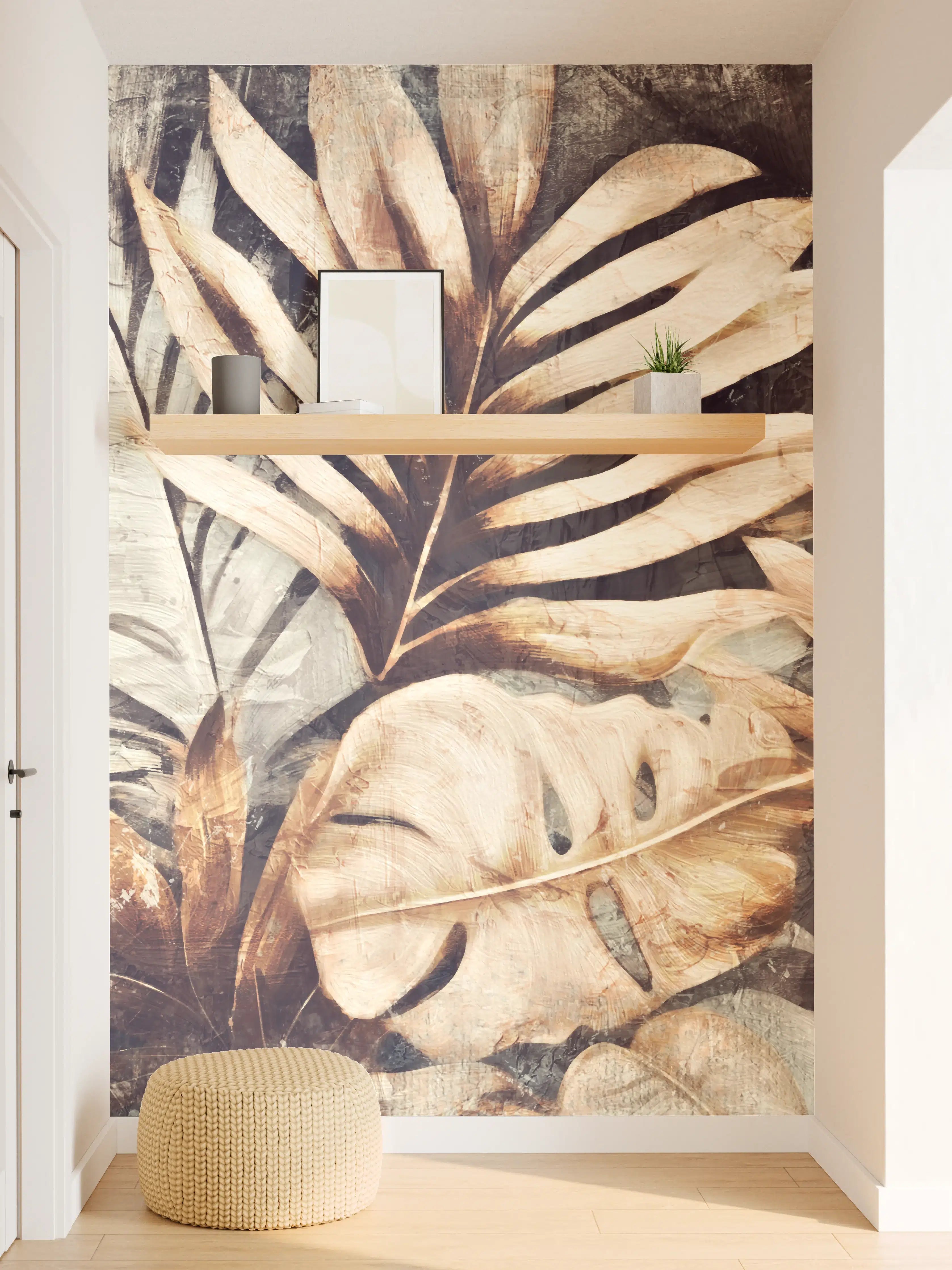 Wandverkleidung Flur - Exotische Dschungel-Pflanzen Textur