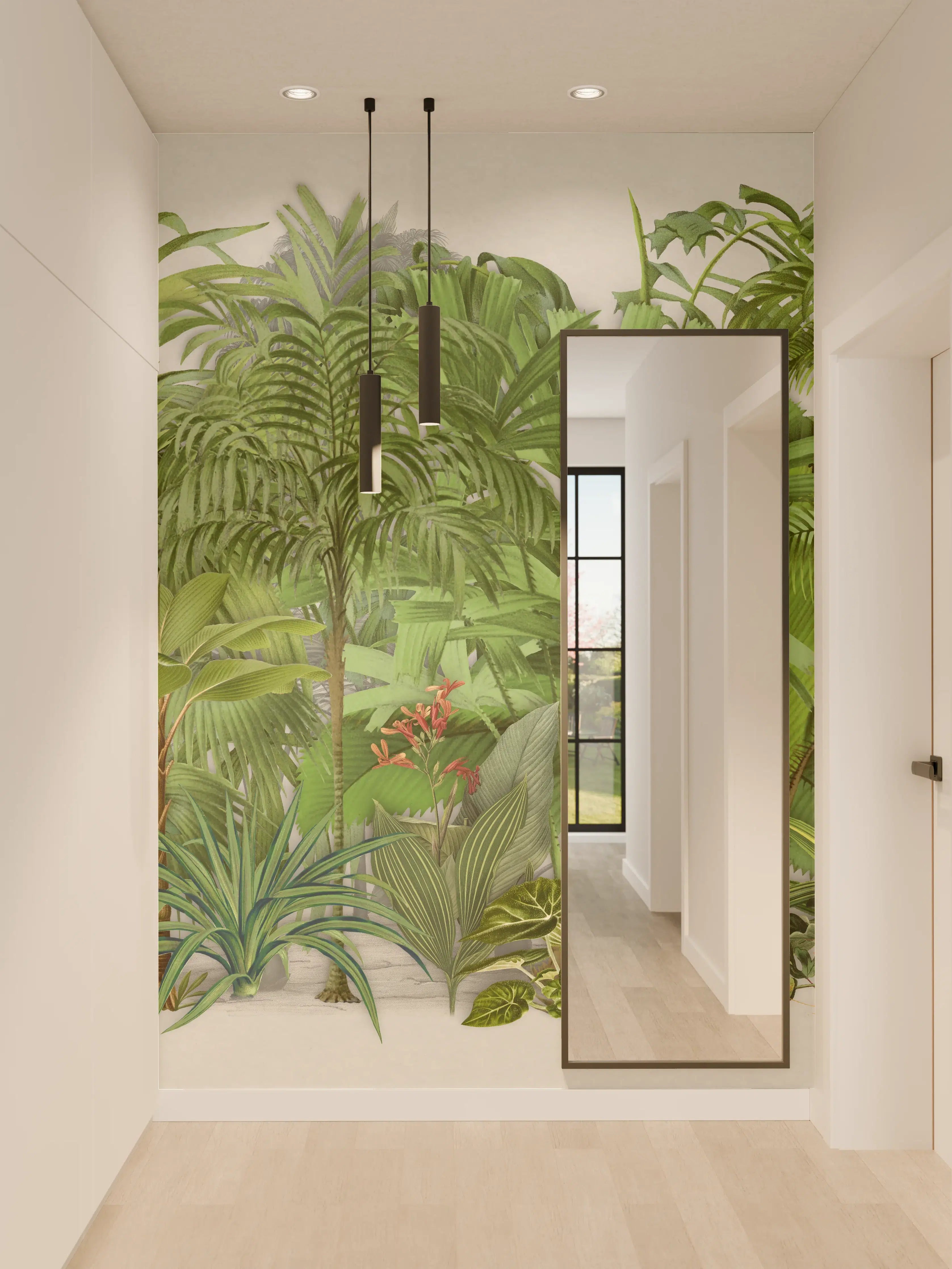 Wandverkleidung Flur - Exotische Pflanzen