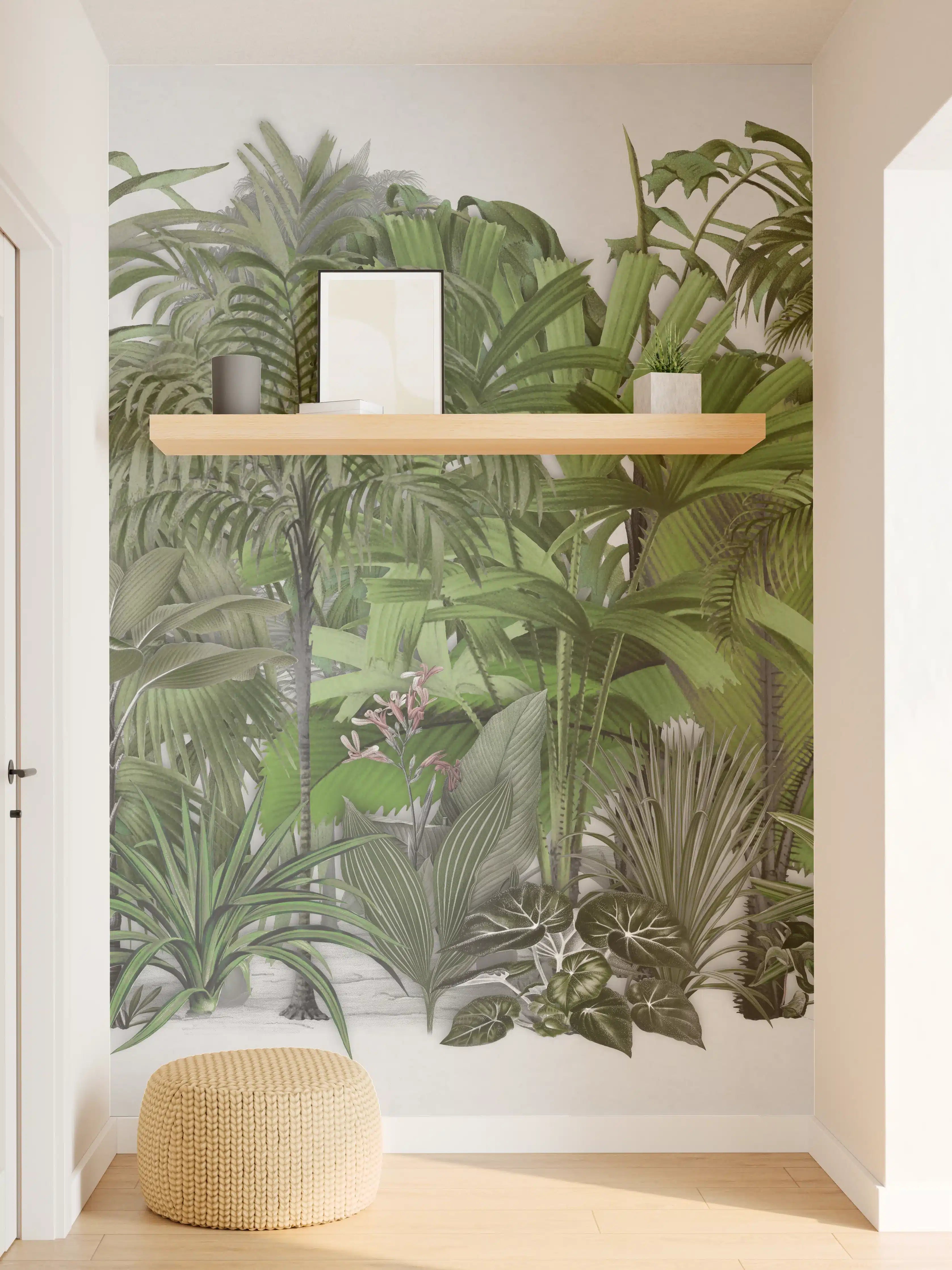 Wandverkleidung Flur - Exotische Sträuche