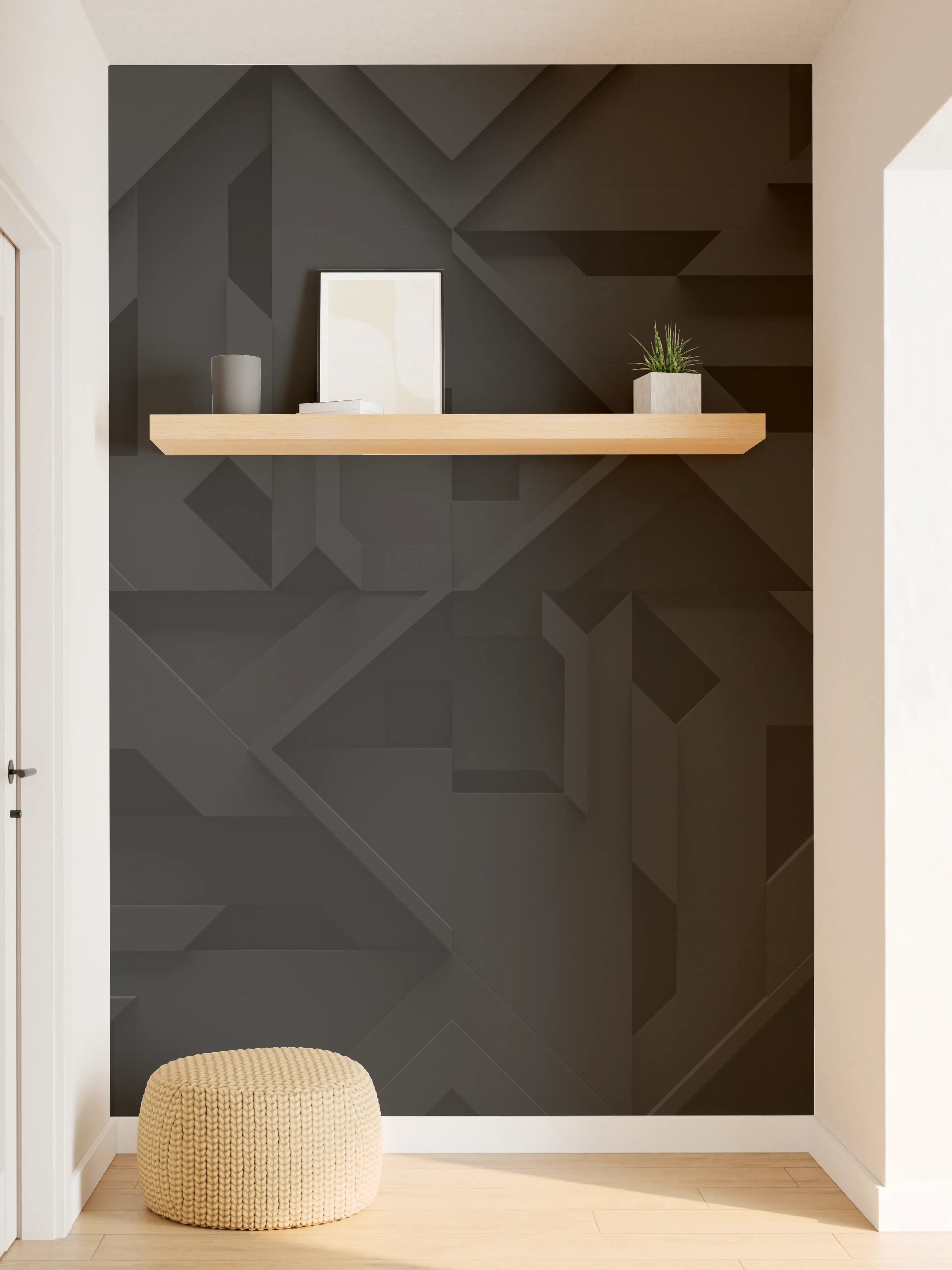 Wandverkleidung Flur - Extra-Dunkler Schwarz 3D Hintergrund