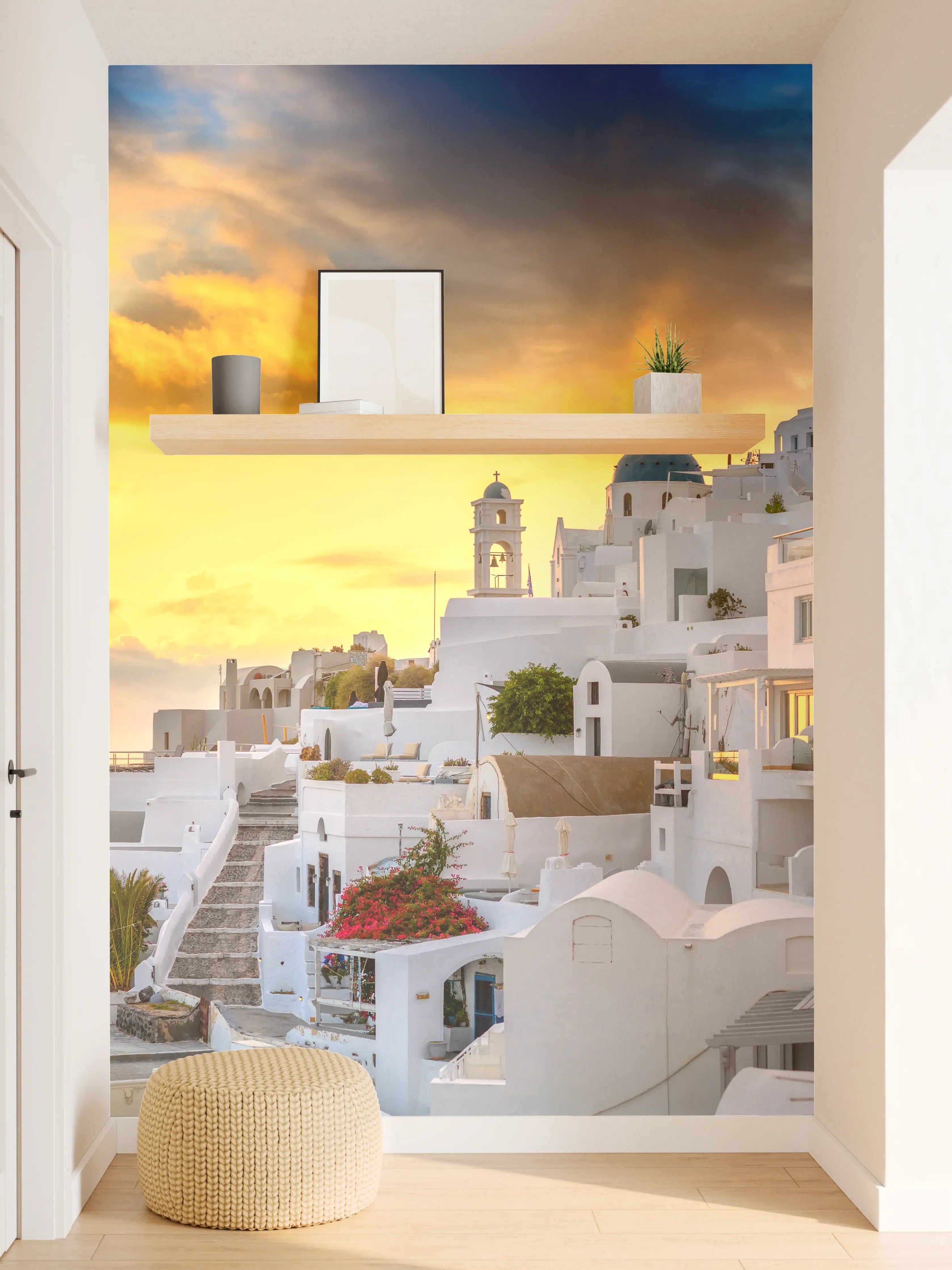 Wandverkleidung Flur - Fantastischer Sonnenuntergang in Santorini - Griechenland