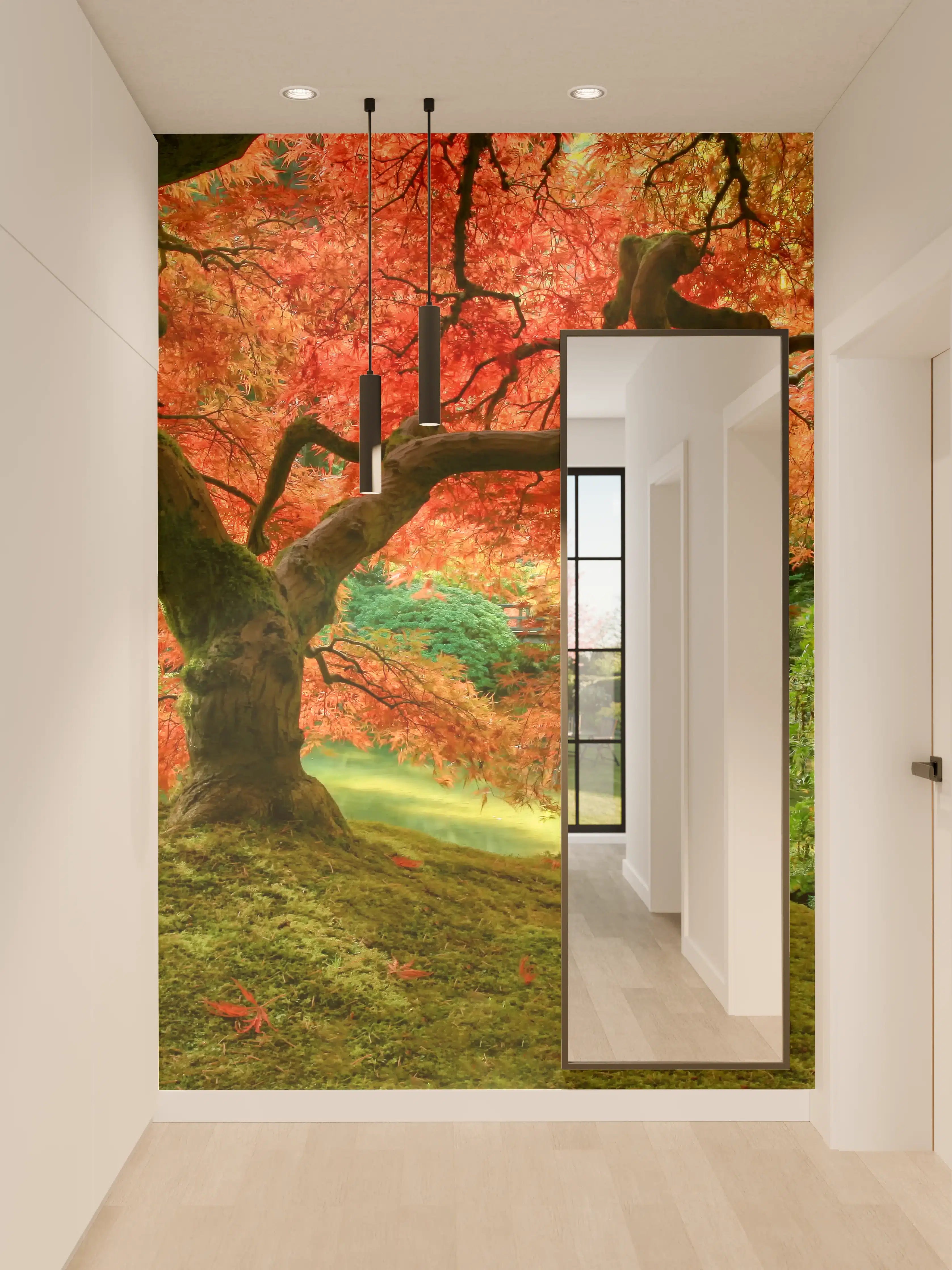Wandverkleidung Flur - Farbenfroher Herbstbaum in Natur