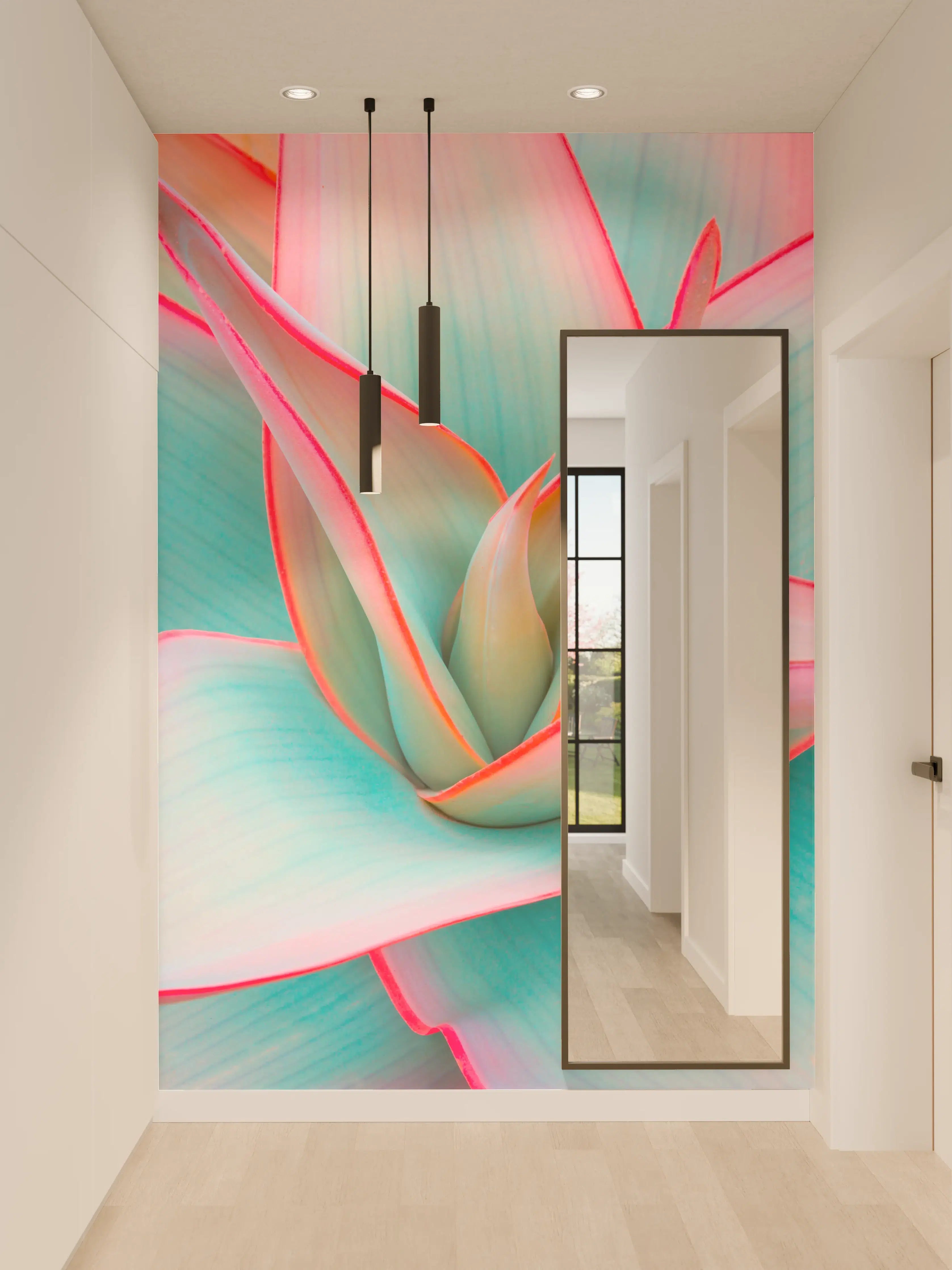 Wandverkleidung Flur - Farbenfrohes Echeveria im Fokus