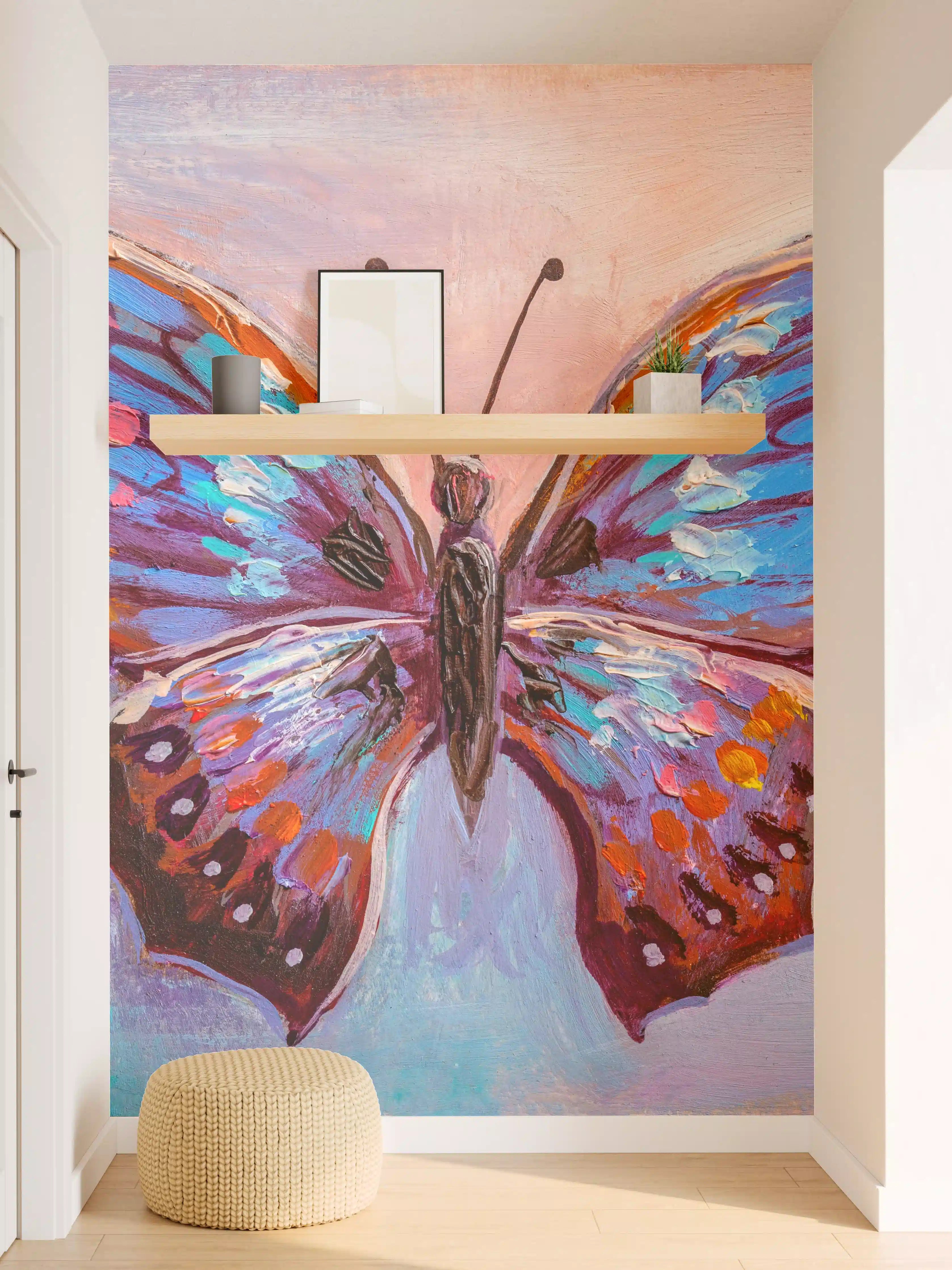 Wandverkleidung Flur - Farbenprächtiger Schmetterling in Acryl