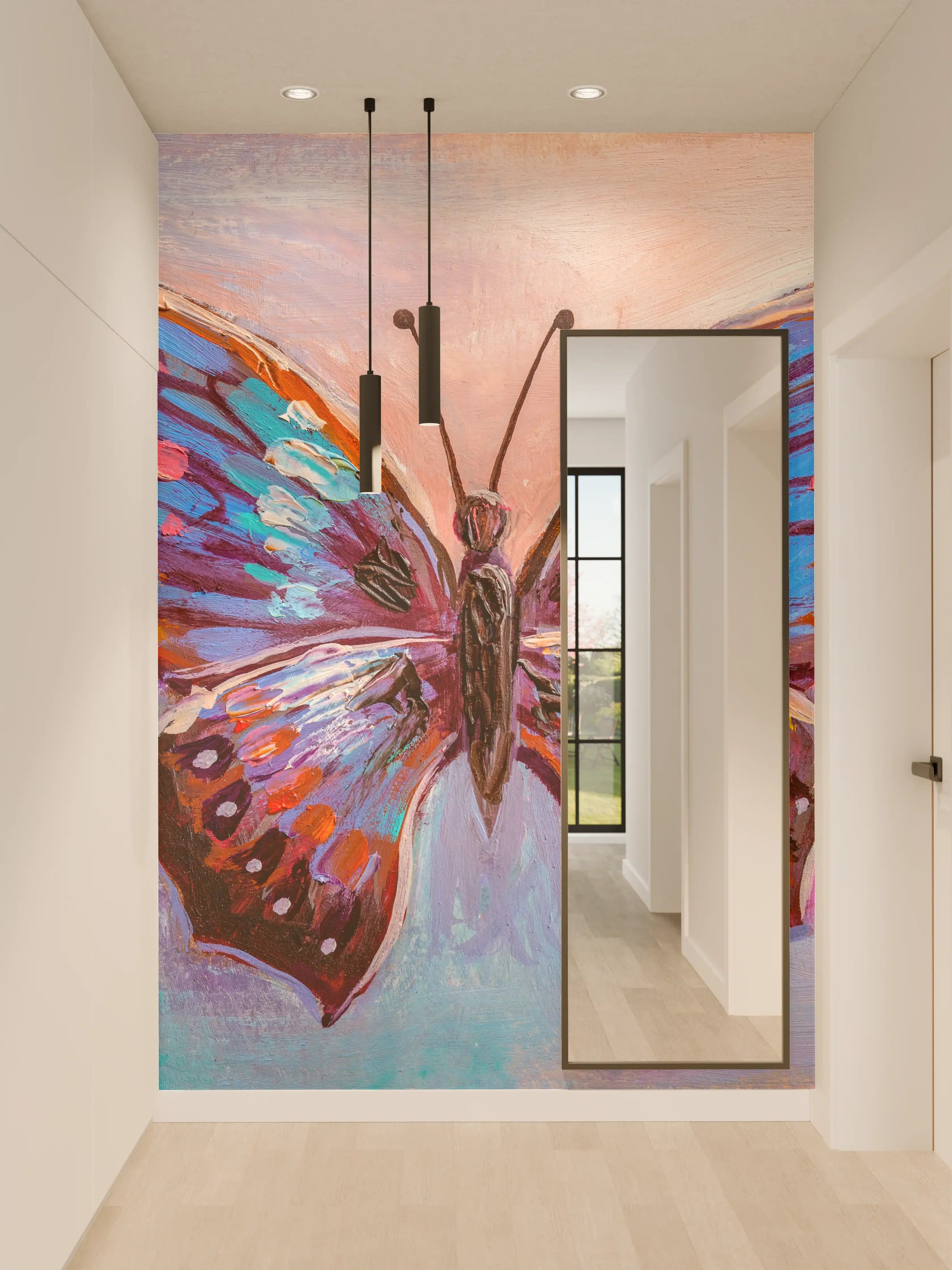 Wandverkleidung Flur - Farbenprächtiger Schmetterling in Acryl