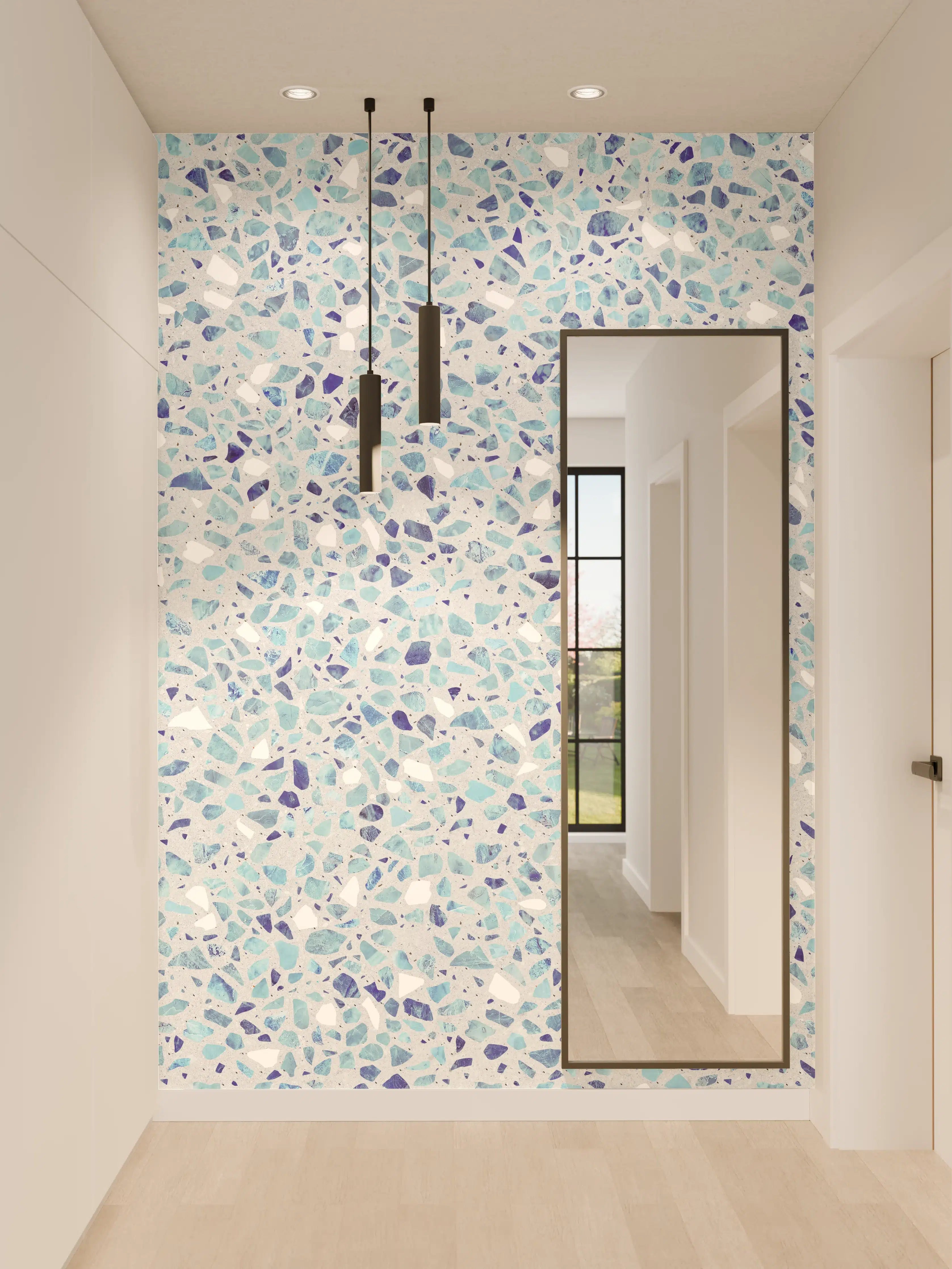 Wandverkleidung Flur - Farbige Terrazzo Stein Textur