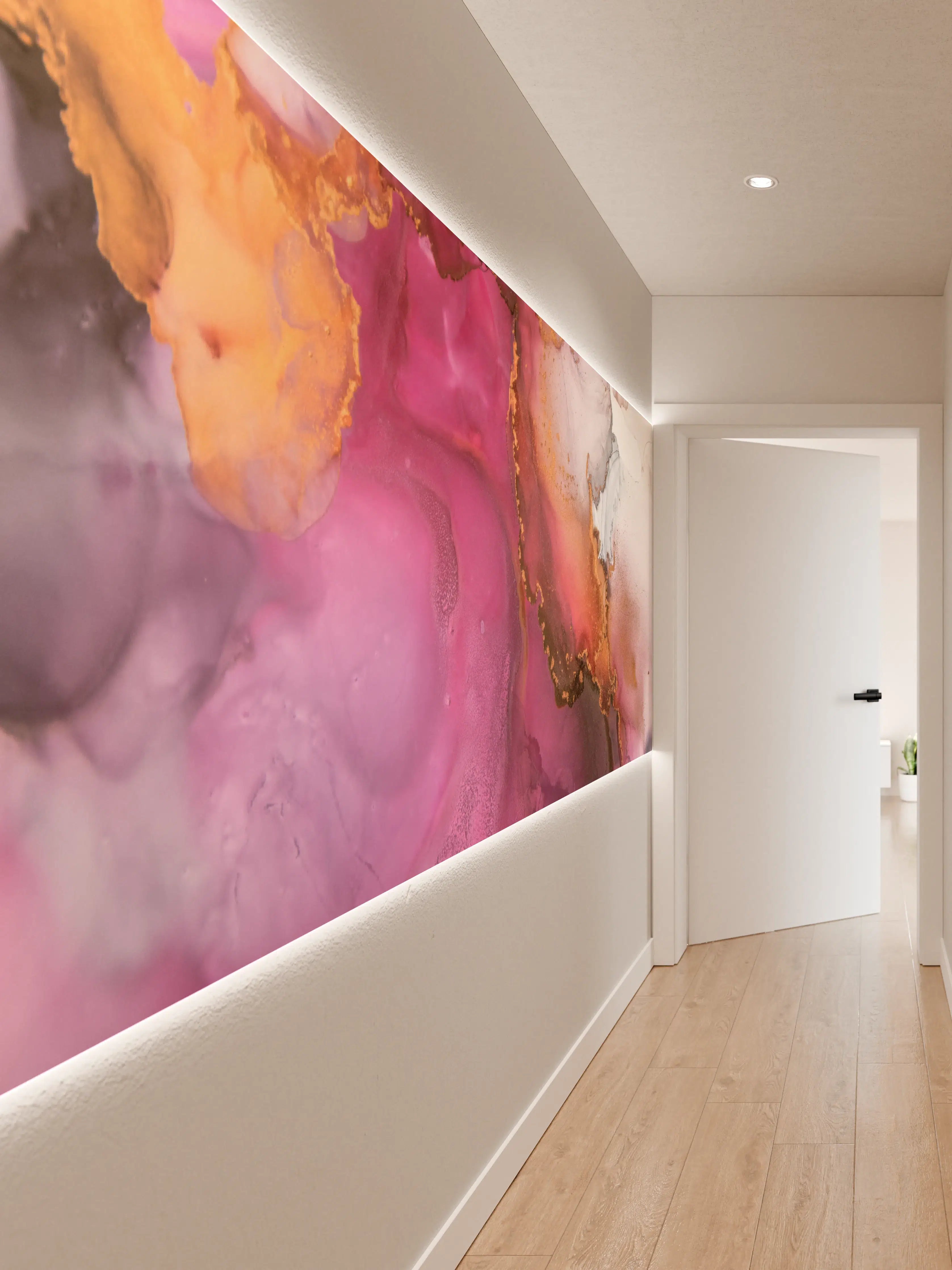 Wandverkleidung Flur - Farbintensive abstrakte Kunst