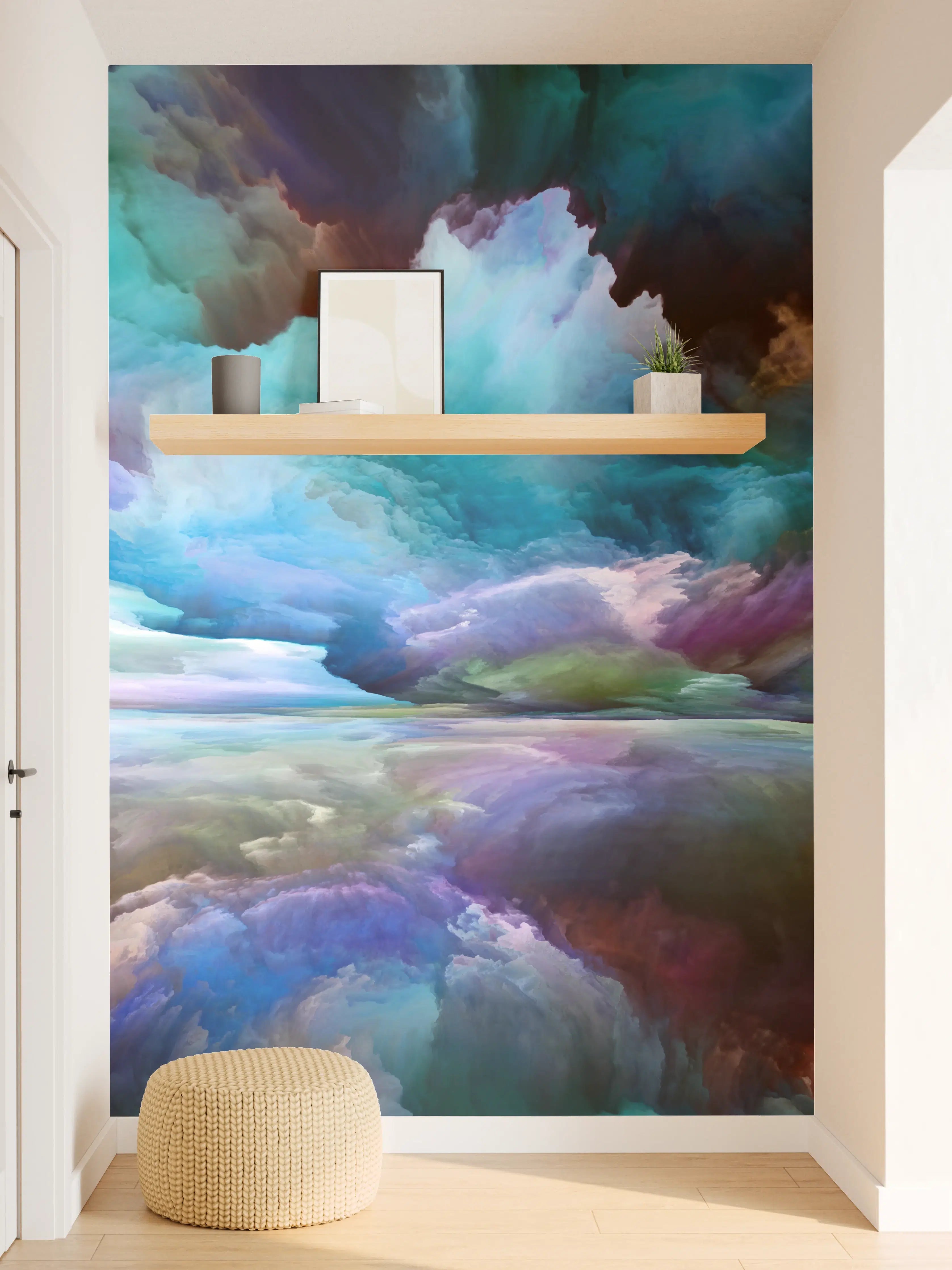 Wandverkleidung Flur - Faszinierende farbige Wolken mit Spiegelung