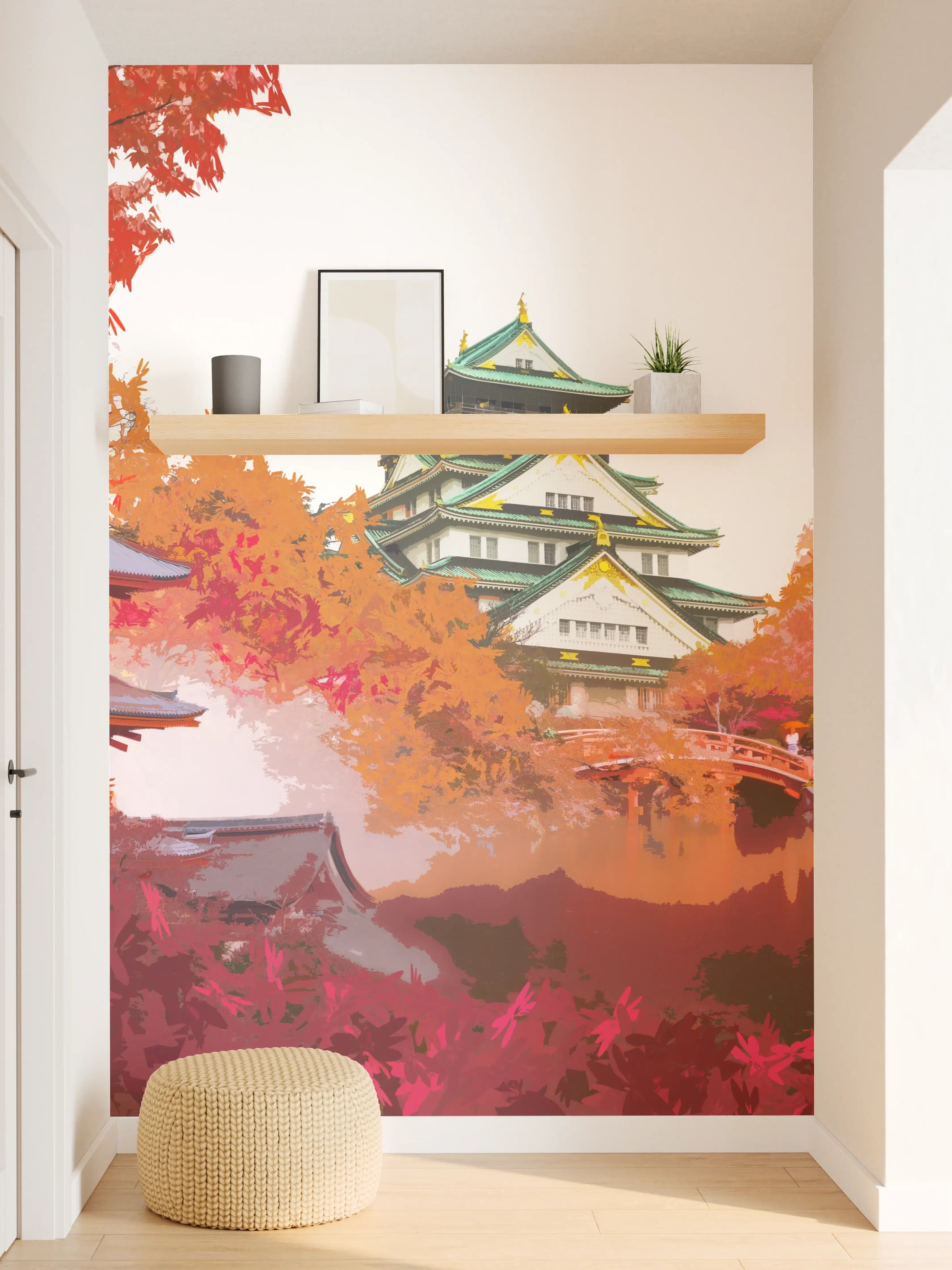 Wandverkleidung Flur - Faszinierende japanische Tempel im Herbst
