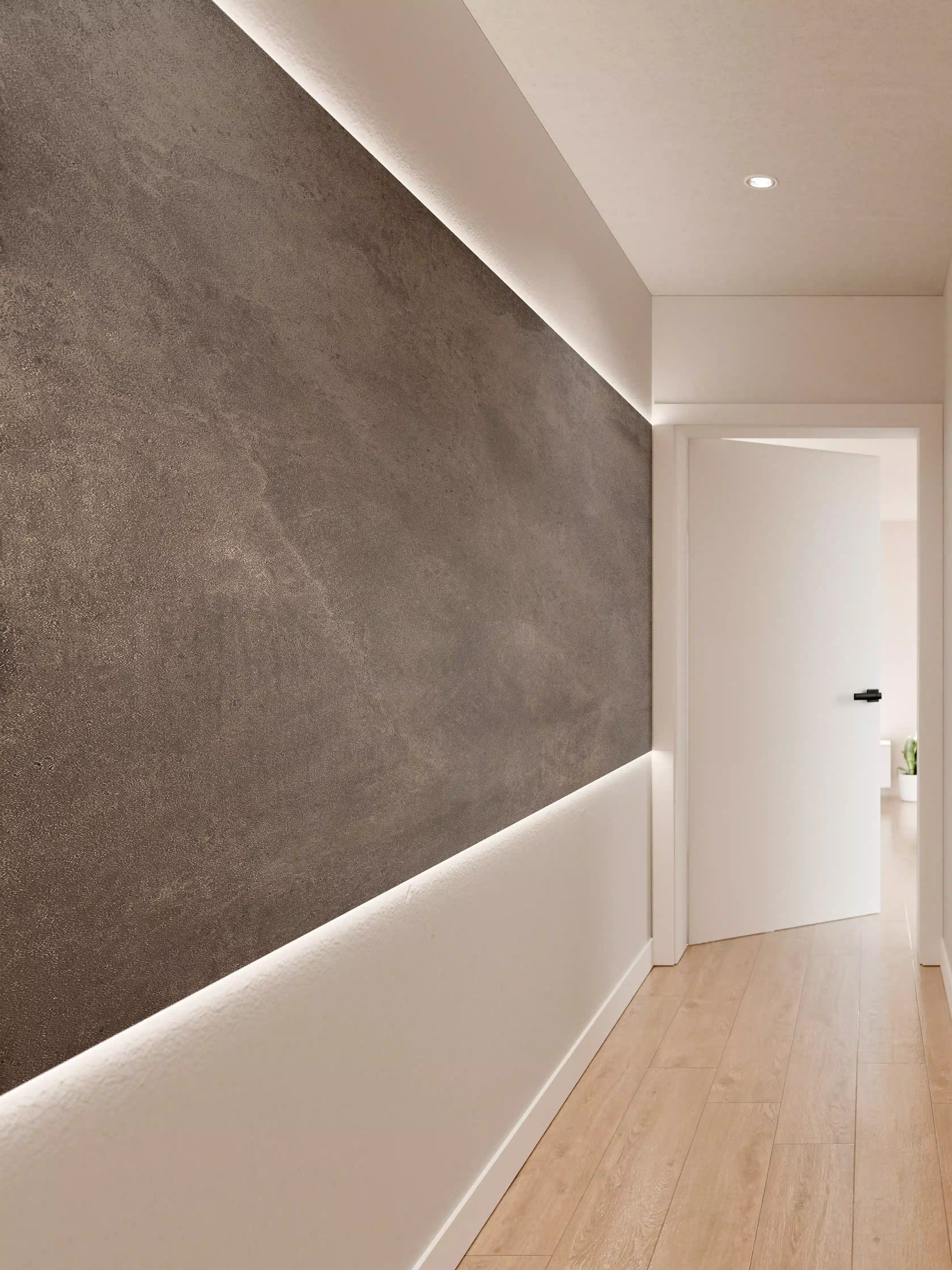 Wandverkleidung Flur - Feine dunkle Betonwand