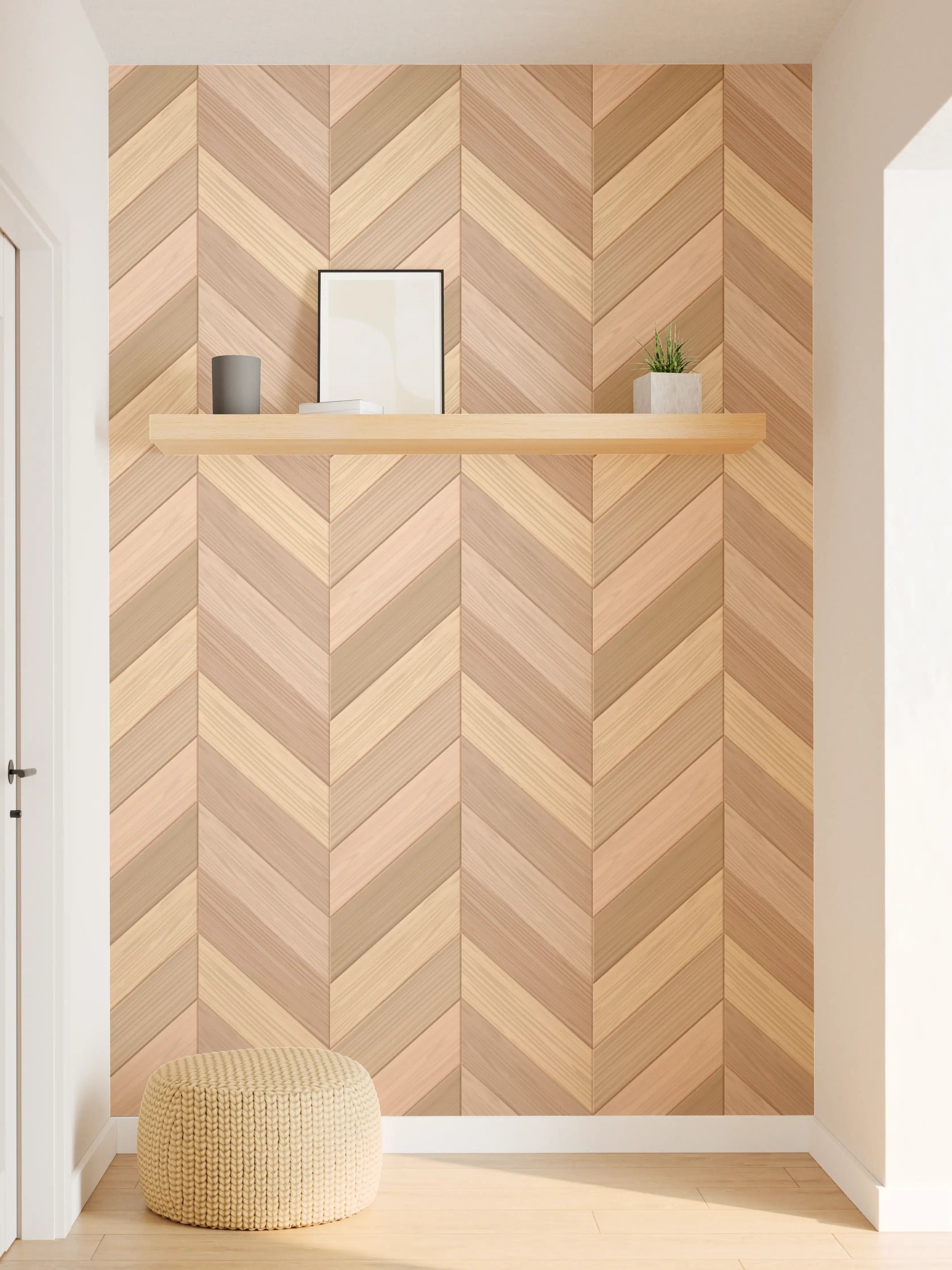 Wandverkleidung Flur - Fischgrät Parkett Braun