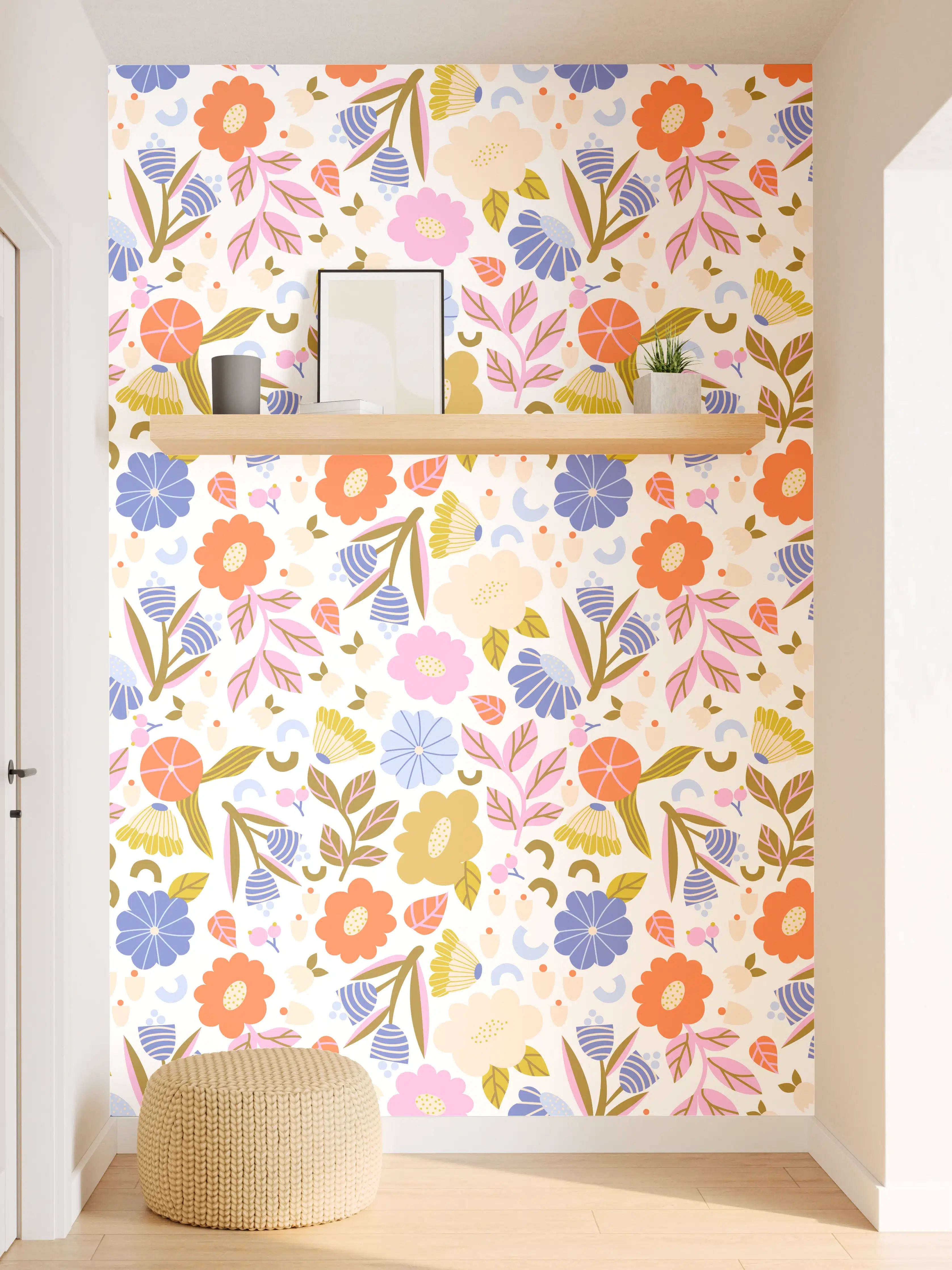 Wandverkleidung Flur - Florale Musterwand: Lebendige Blumenpracht