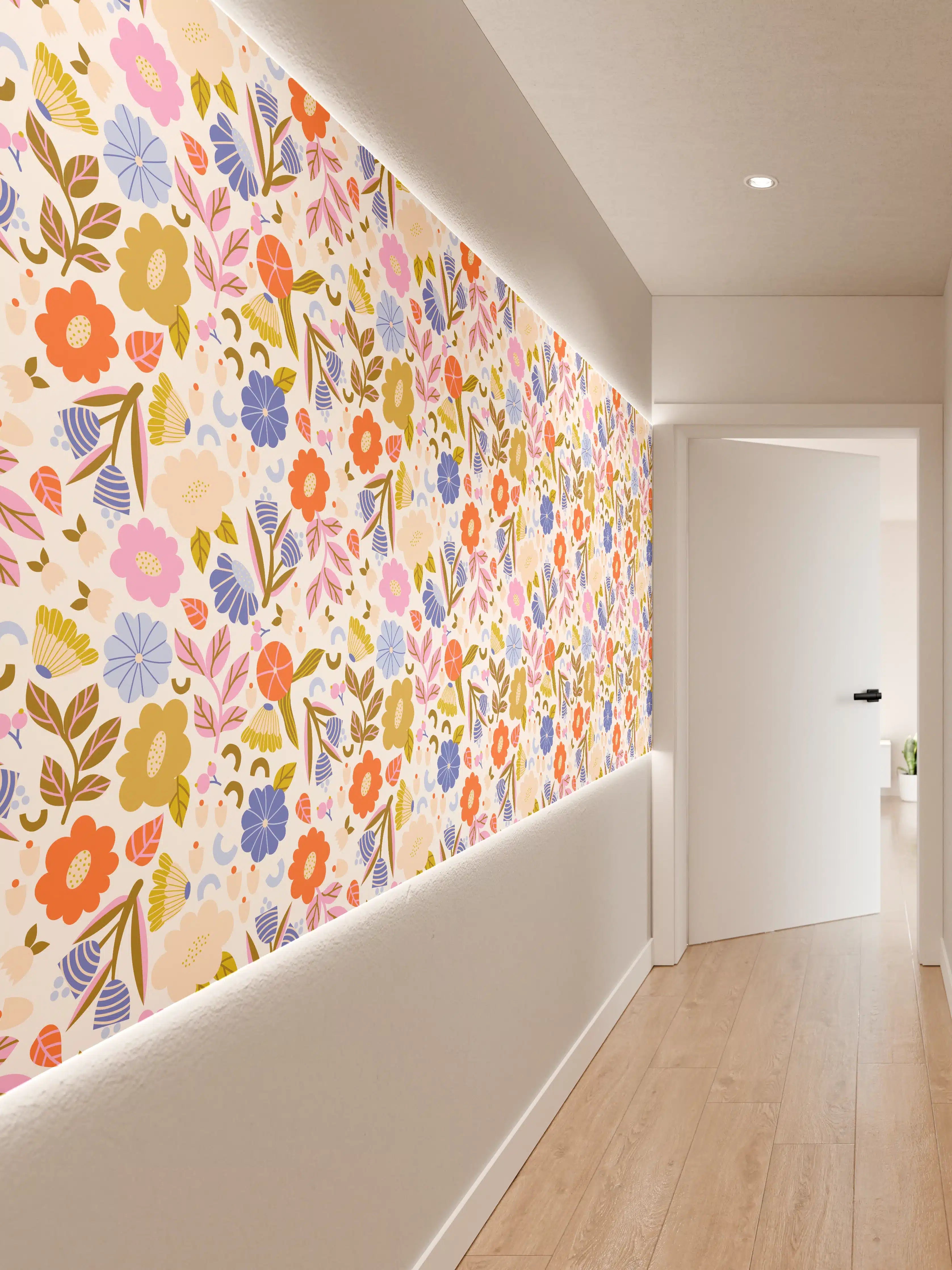 Wandverkleidung Flur - Florale Musterwand: Lebendige Blumenpracht