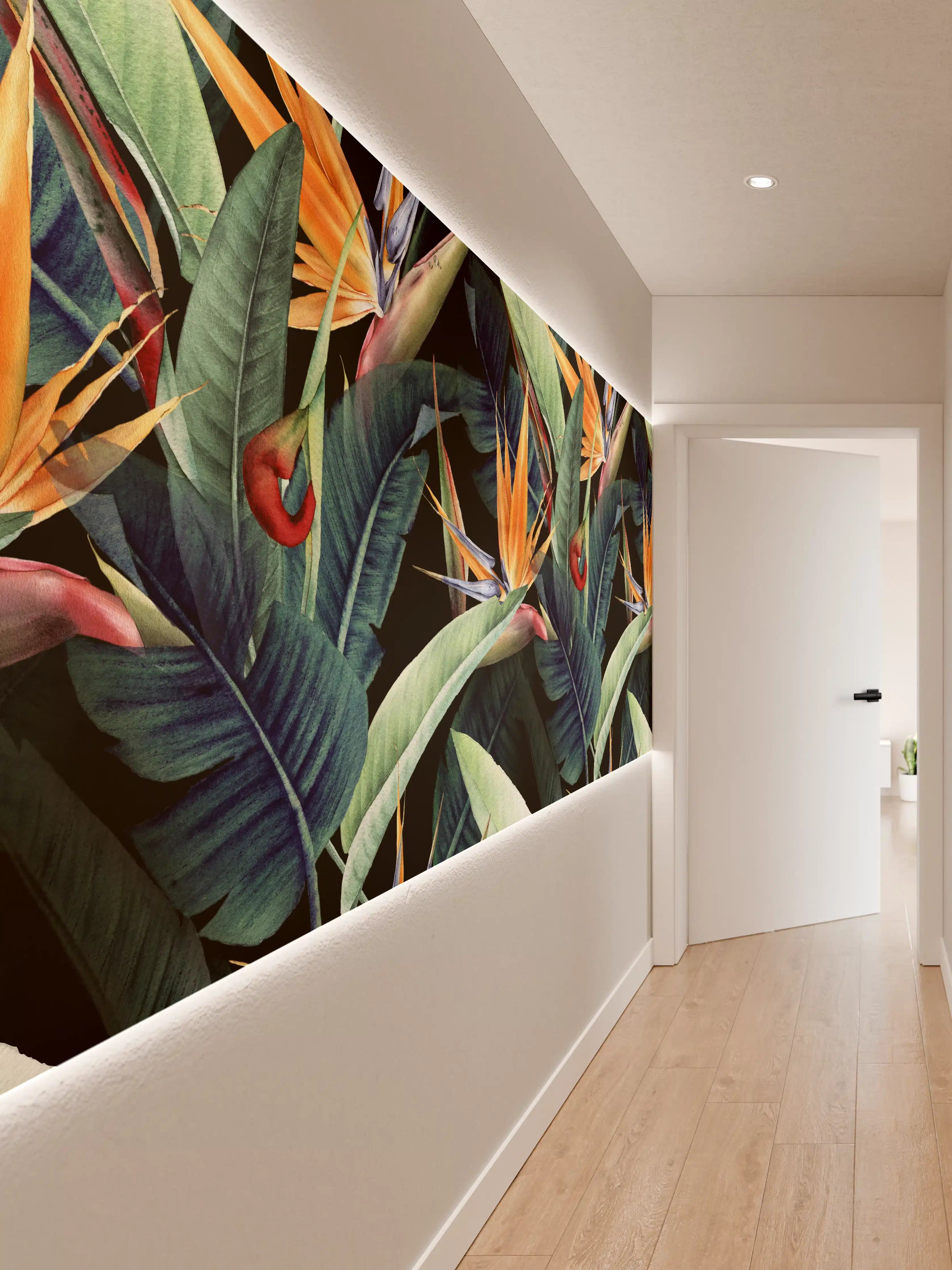 Wandverkleidung Flur - Florales Blätter Muster