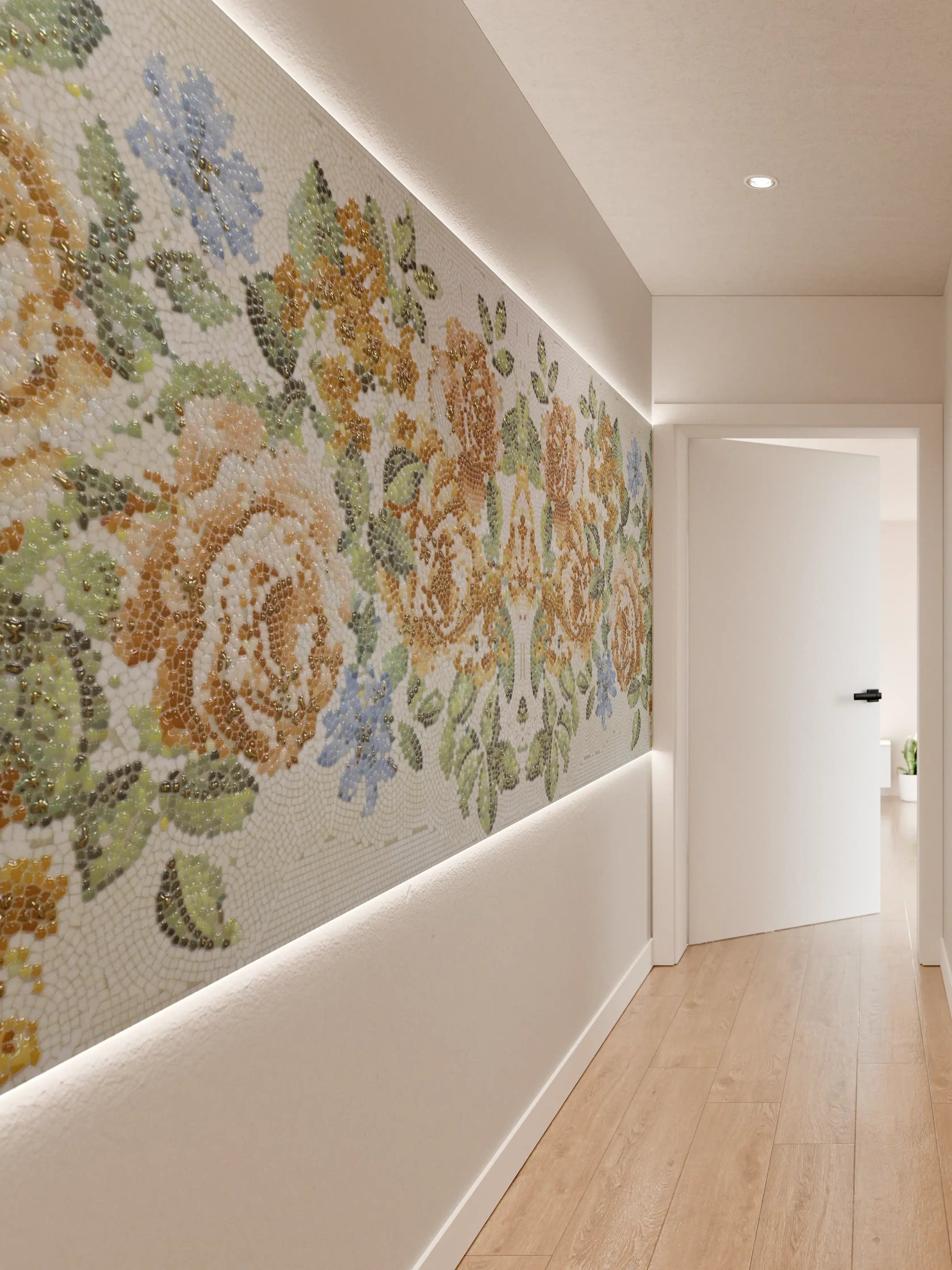 Wandverkleidung Flur - Florales Muster Design Textur