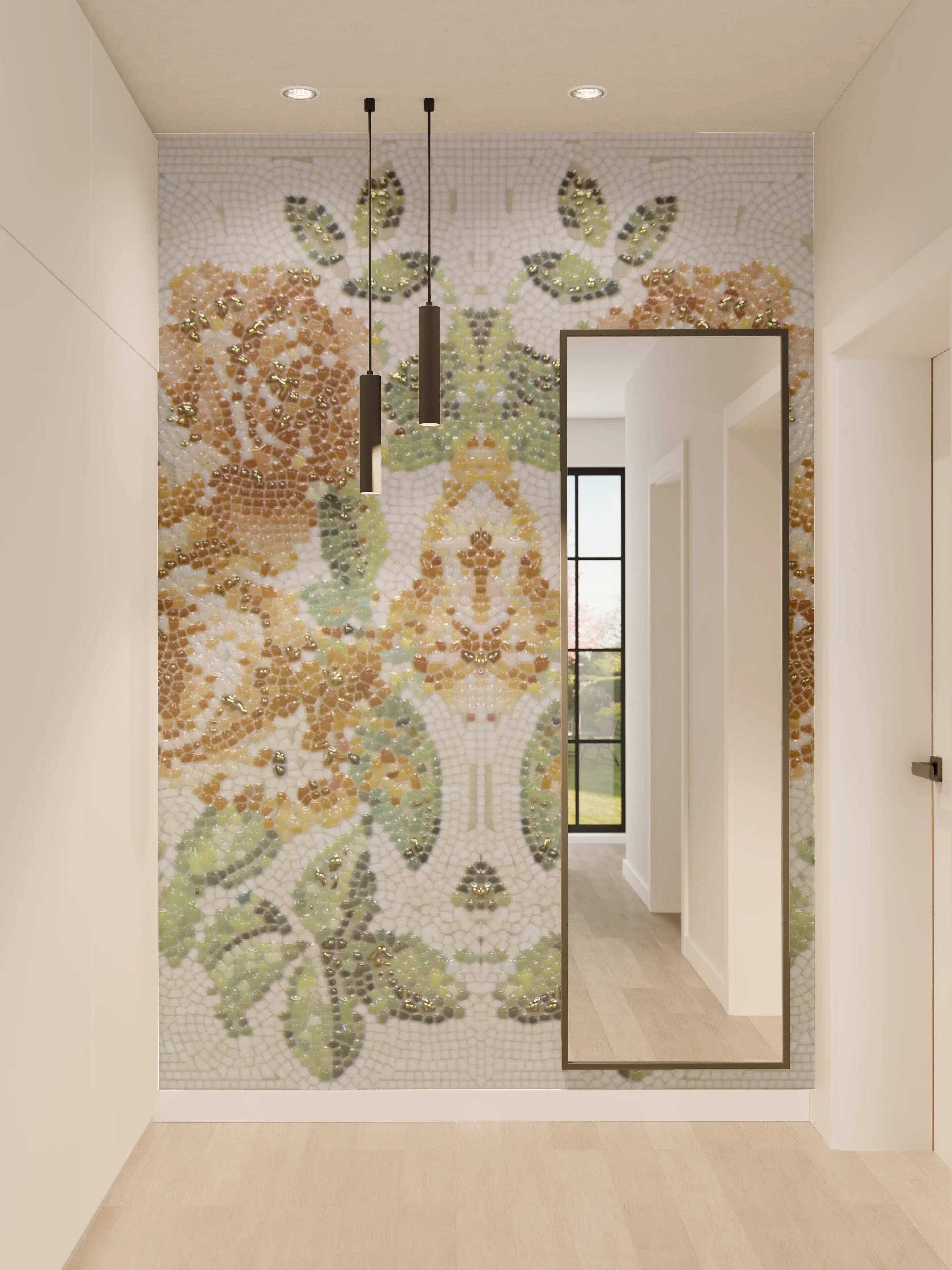 Wandverkleidung Flur - Florales Muster Design Textur