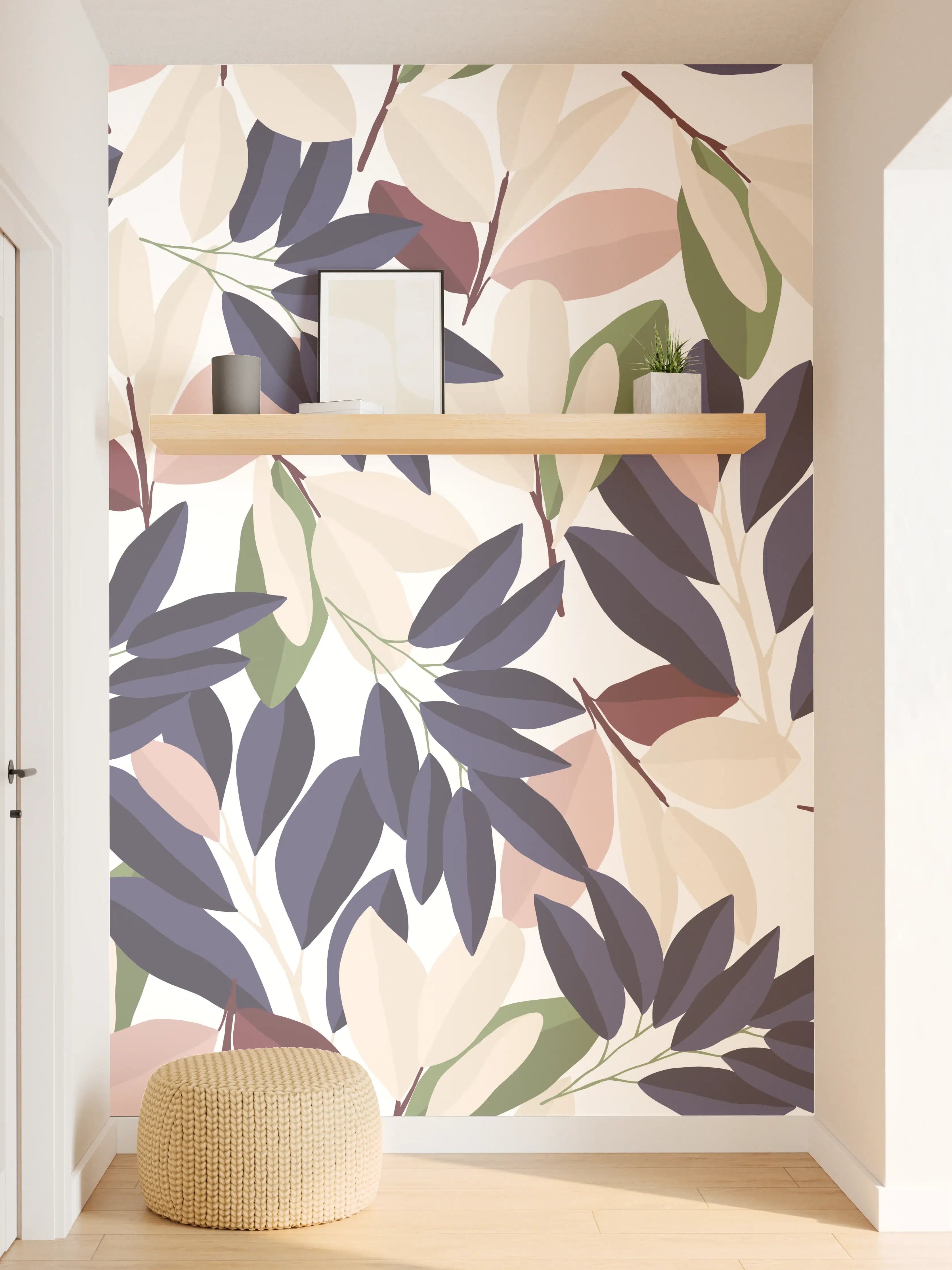 Wandverkleidung Flur - Florales Muster Pastellfarben