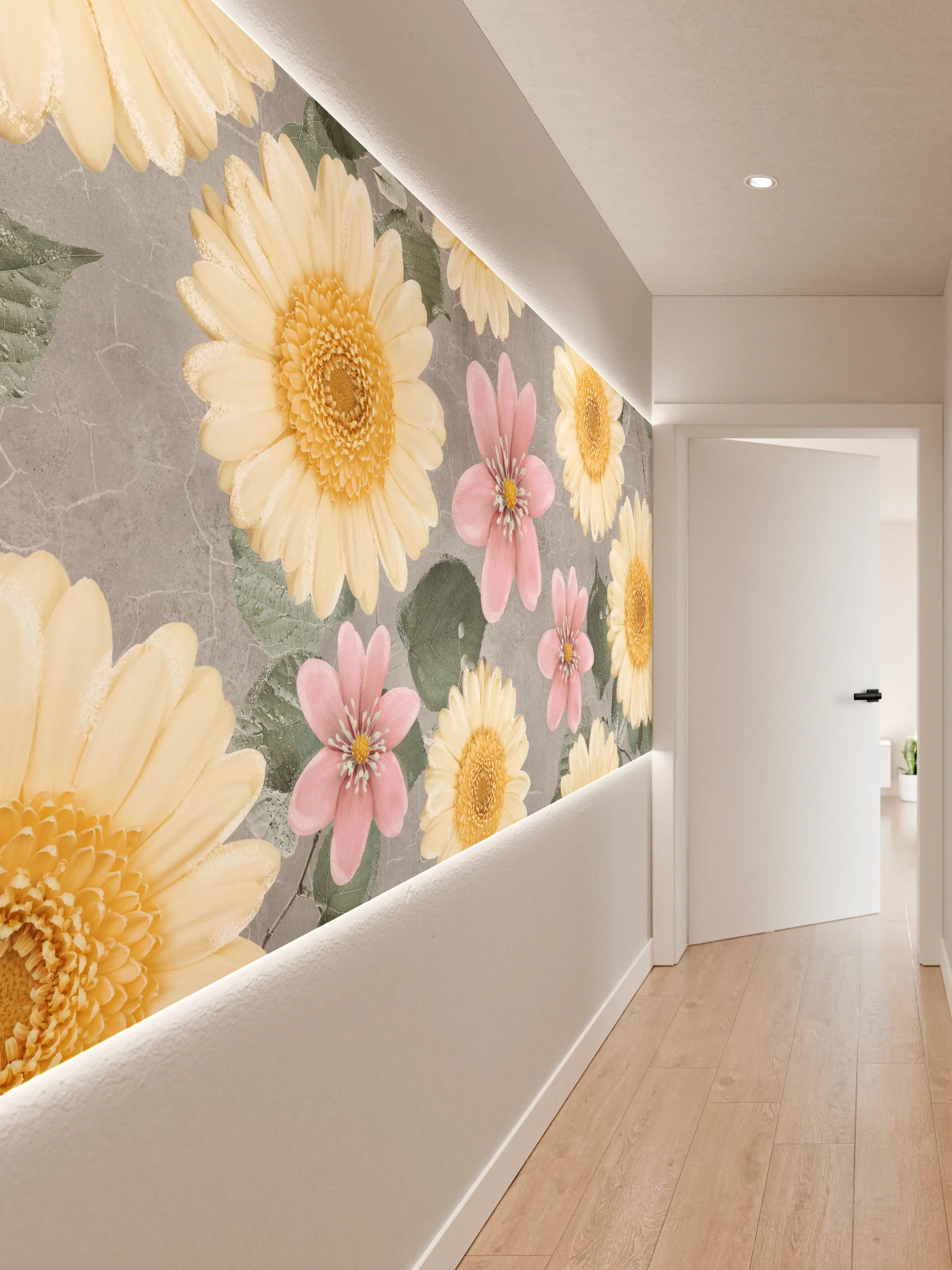 Wandverkleidung Flur - Florales Wandmuster - Zeichnung