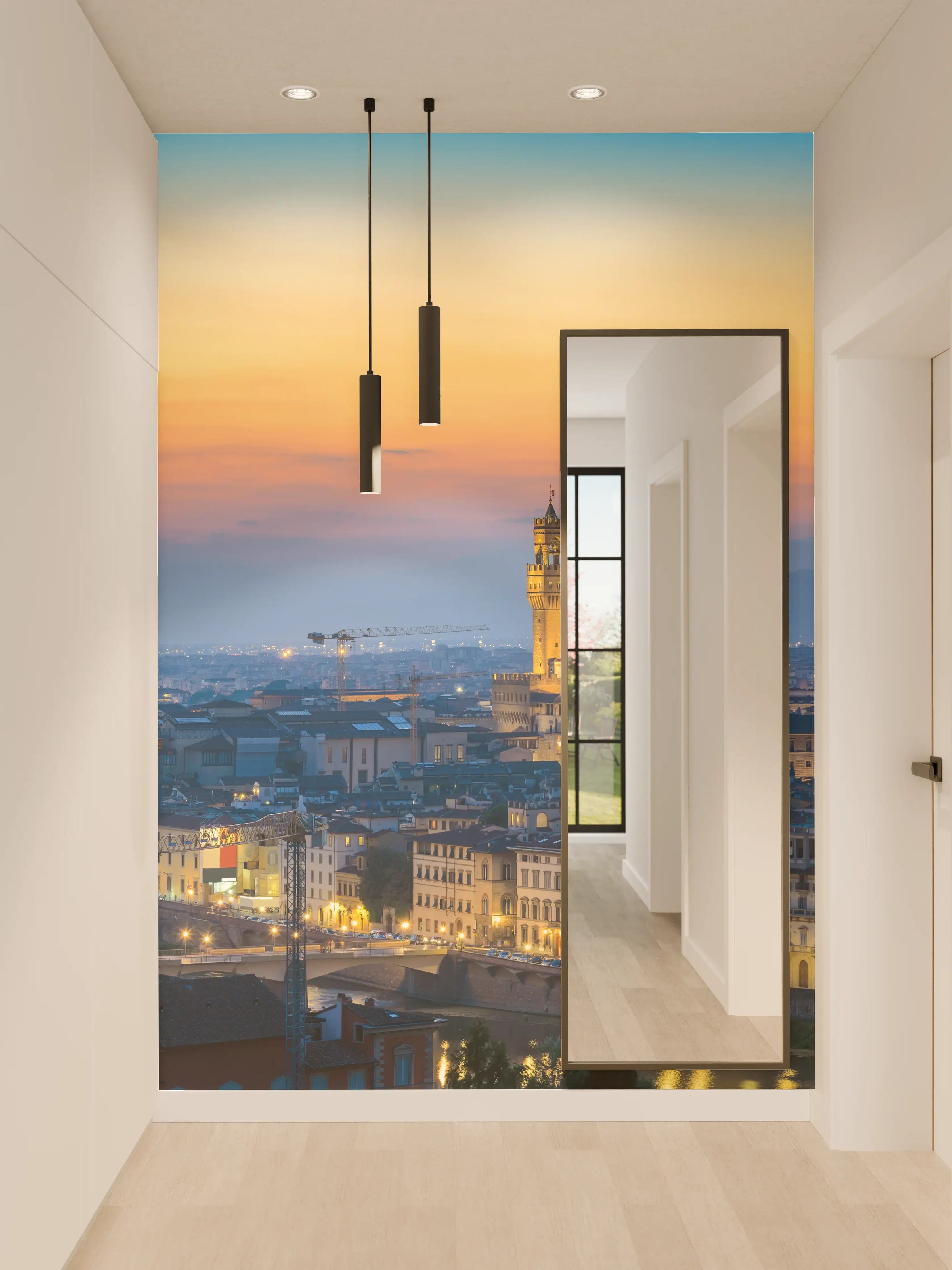Wandverkleidung Flur - Florenz Skyline im Sonnenuntergang