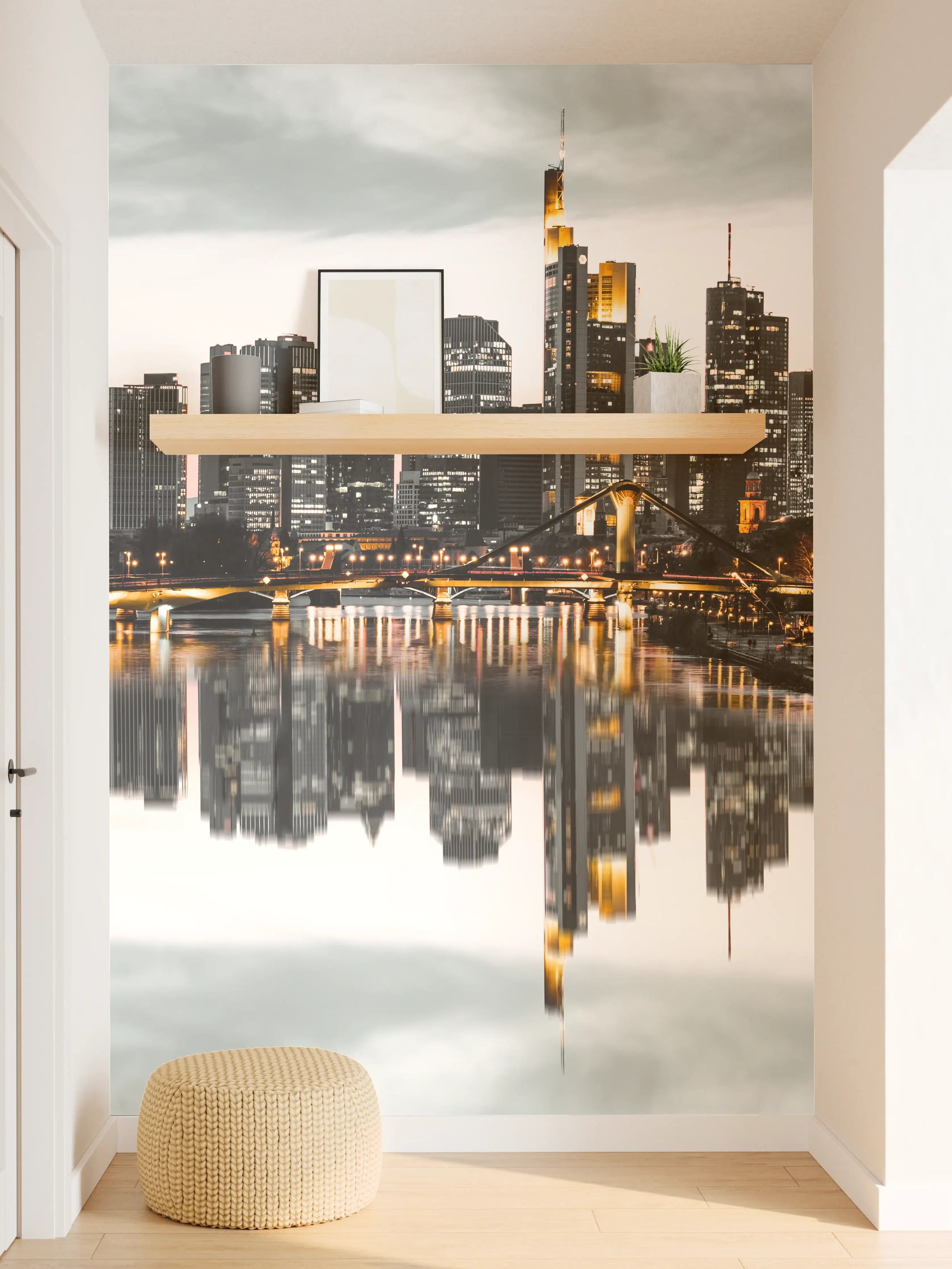 Wandverkleidung Flur - Frankfur Skyline Black & White