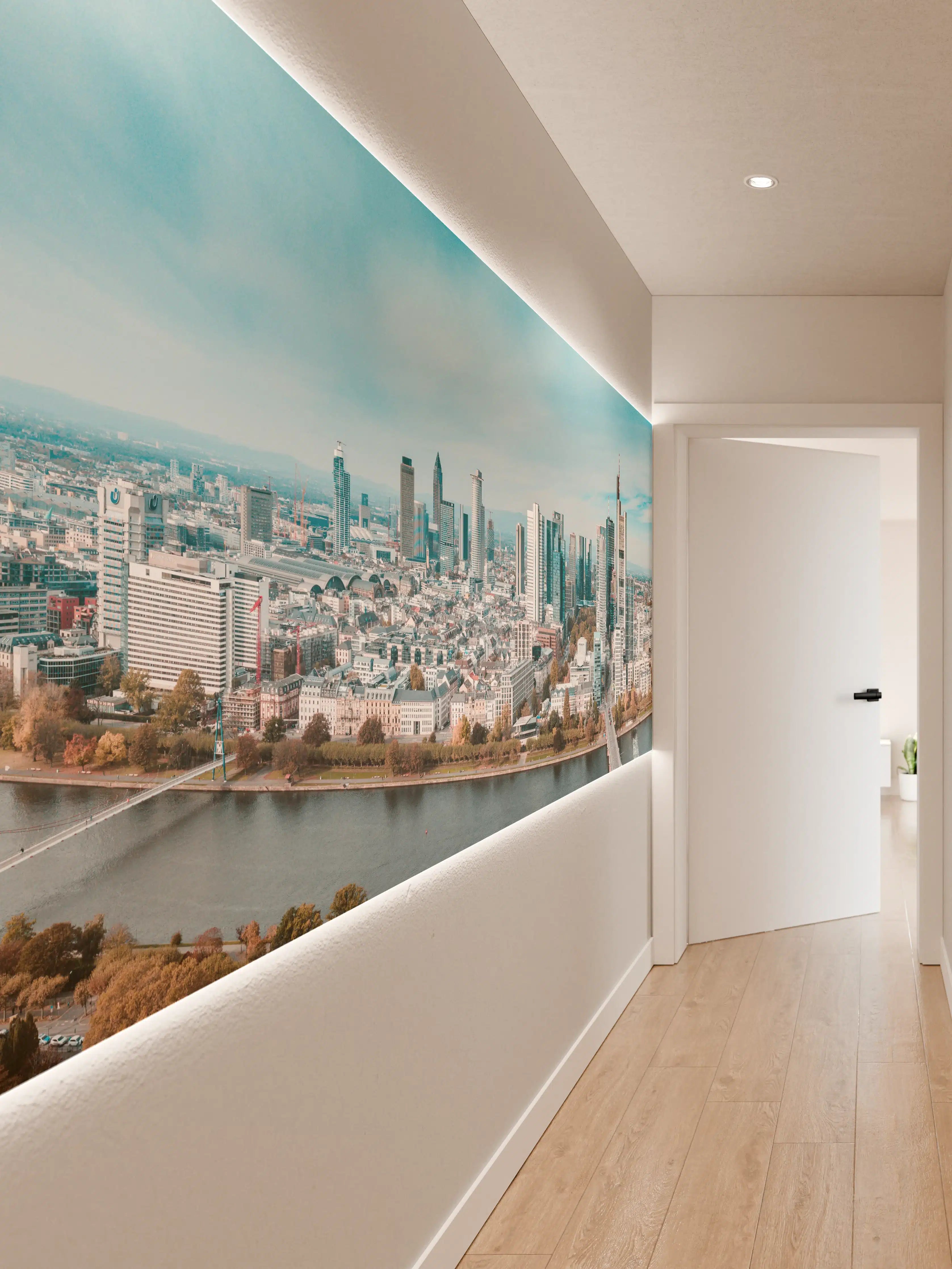 Wandverkleidung Flur - Frankfurt Luftaufnahme Panorama