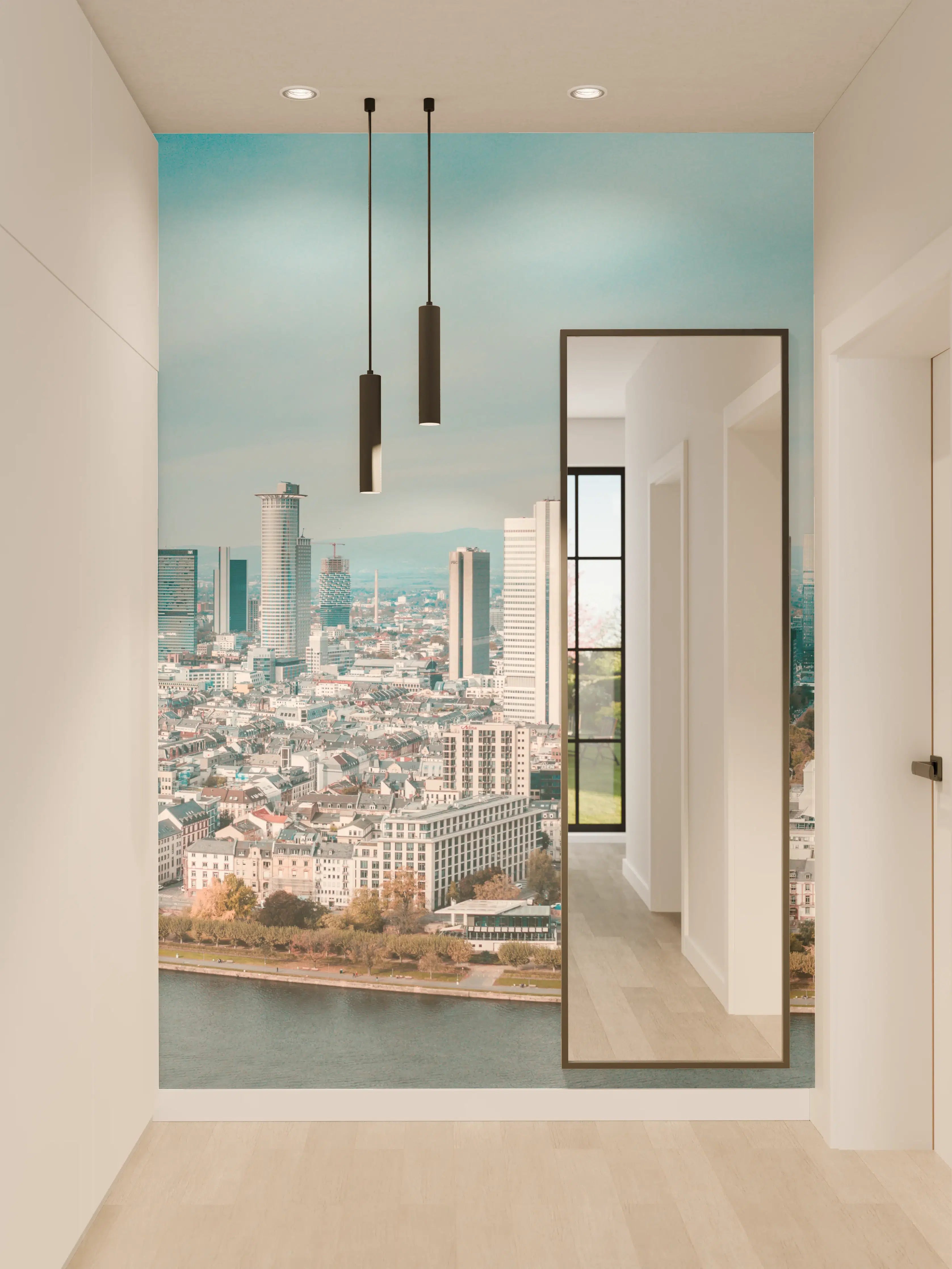 Wandverkleidung Flur - Frankfurt Luftaufnahme Panorama
