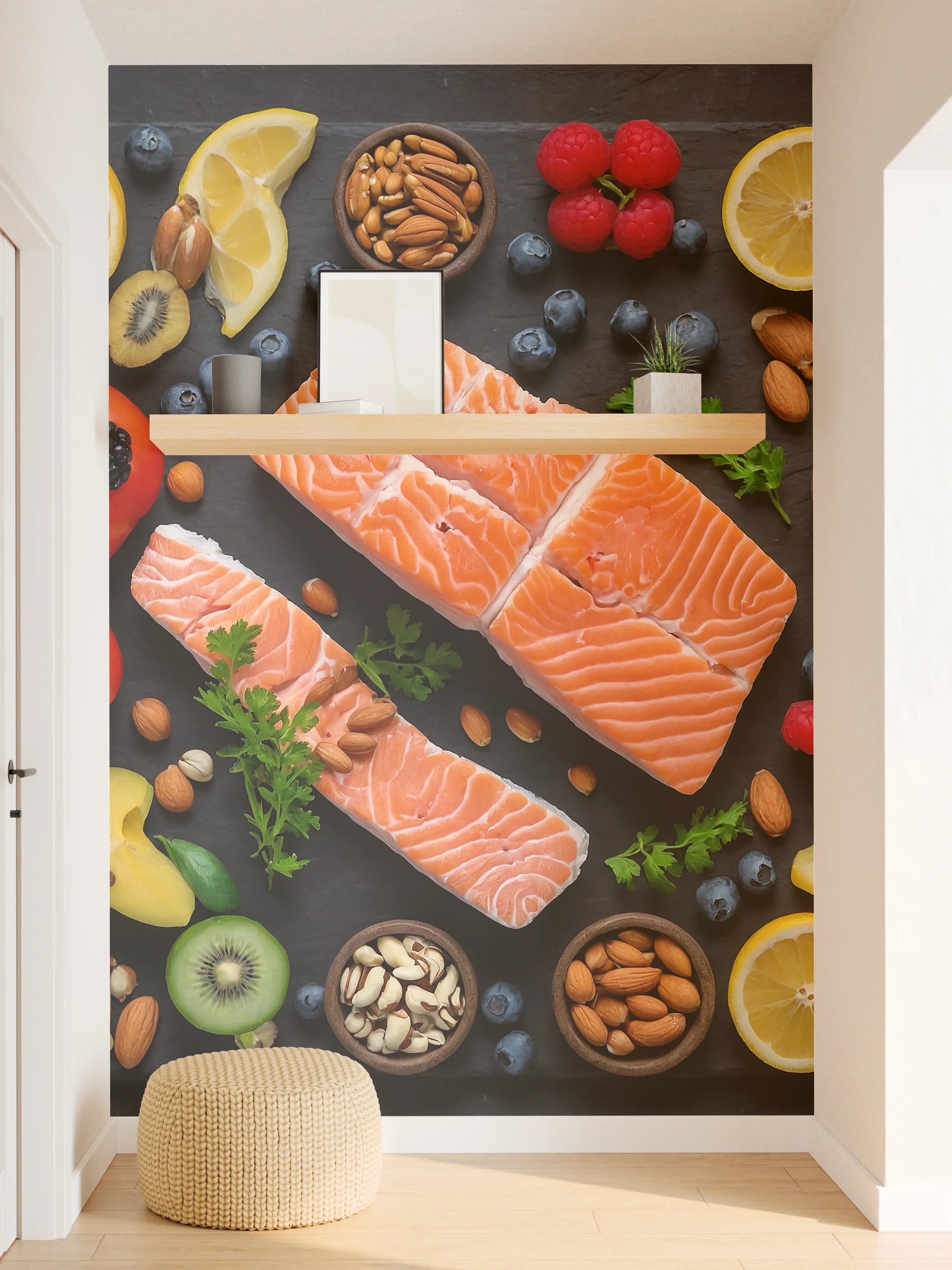 Wandverkleidung Flur - Frischer Lachs mit Beeren