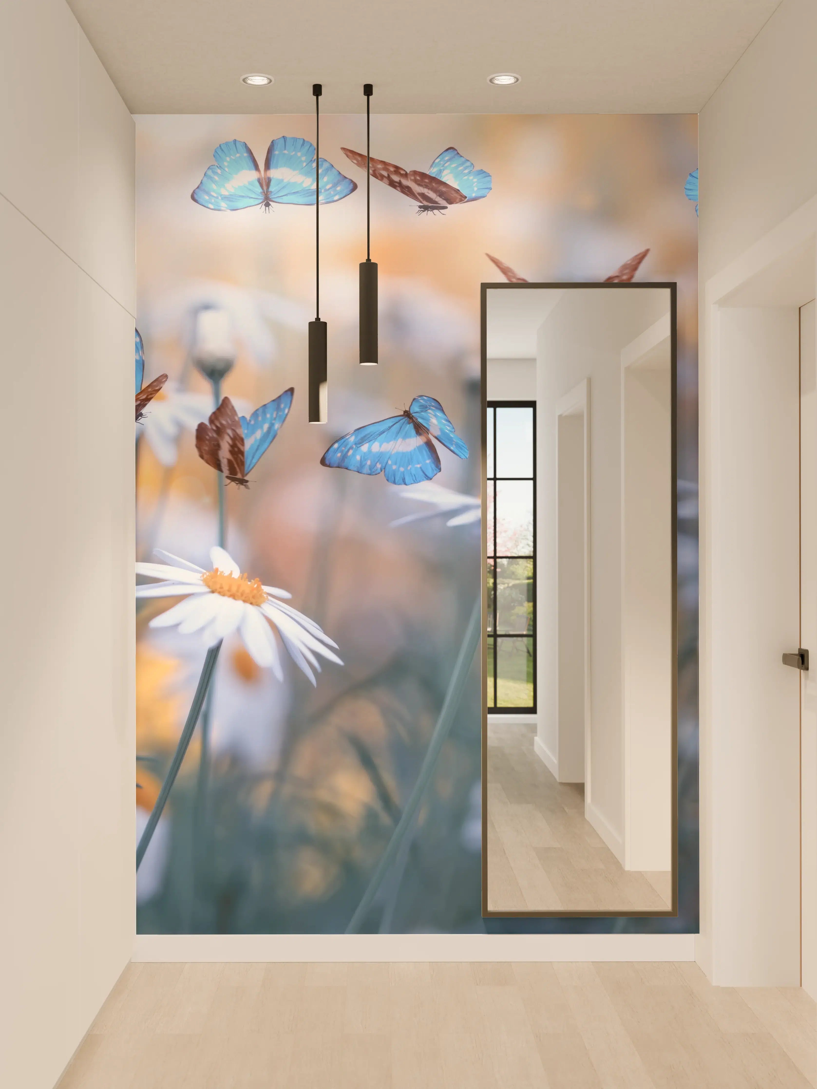 Wandverkleidung Flur - Frühling Naturlandschaft mit wilden Blumen