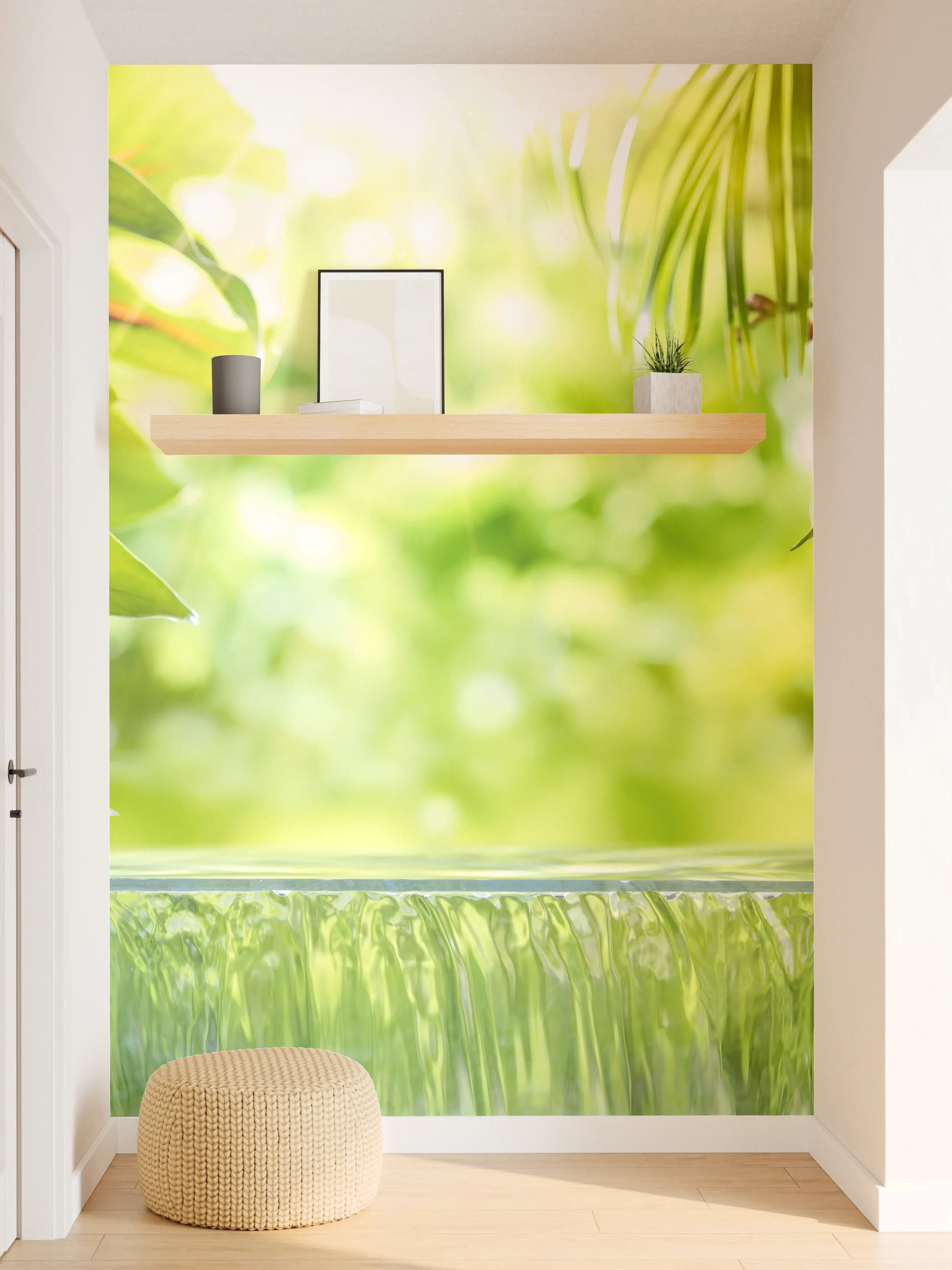 Wandverkleidung Flur - Frühling in der Natur – Grüne Blätter und bunte Blumen