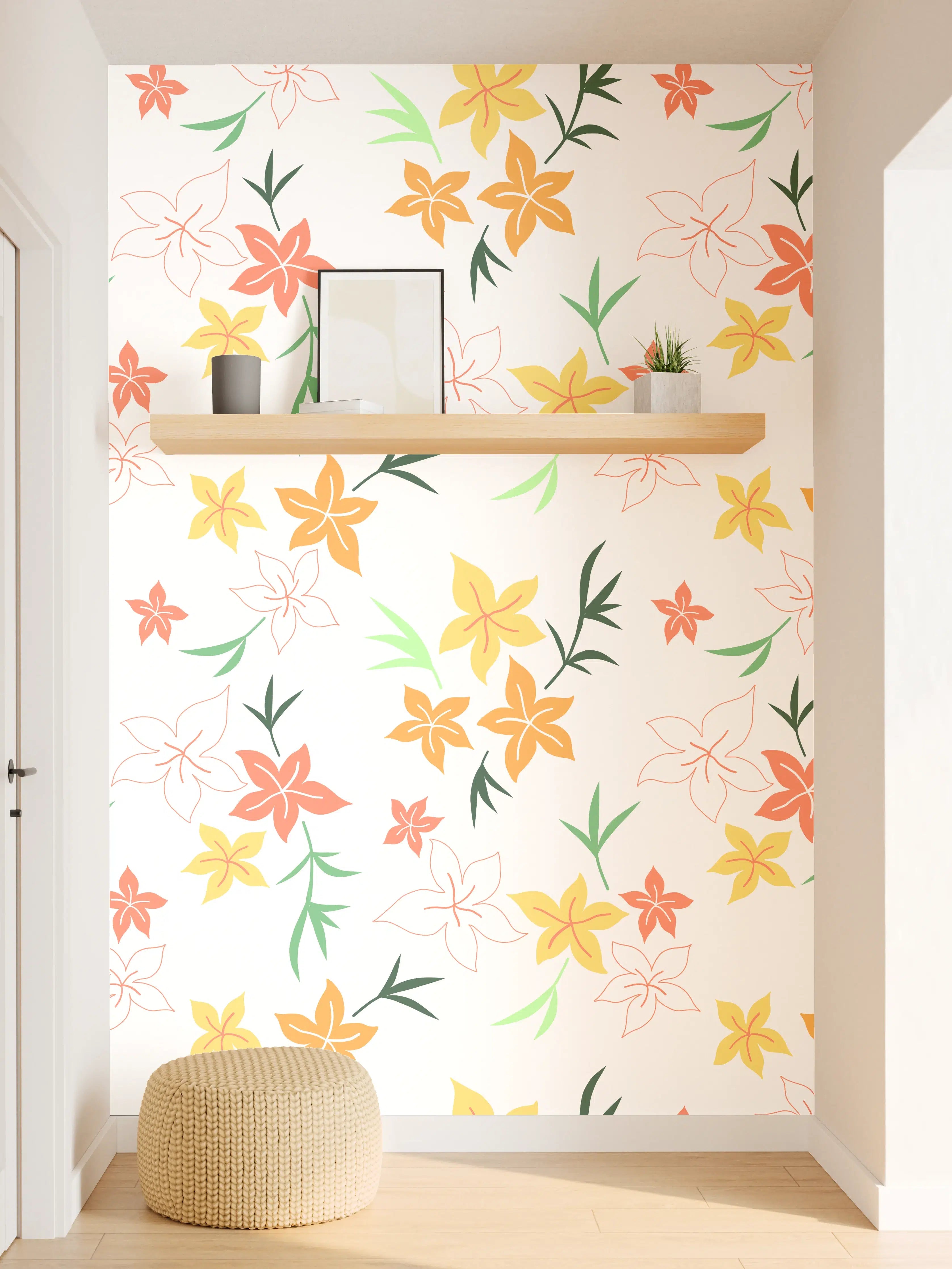 Wandverkleidung Flur - Frühlingshafte Blumenmuster