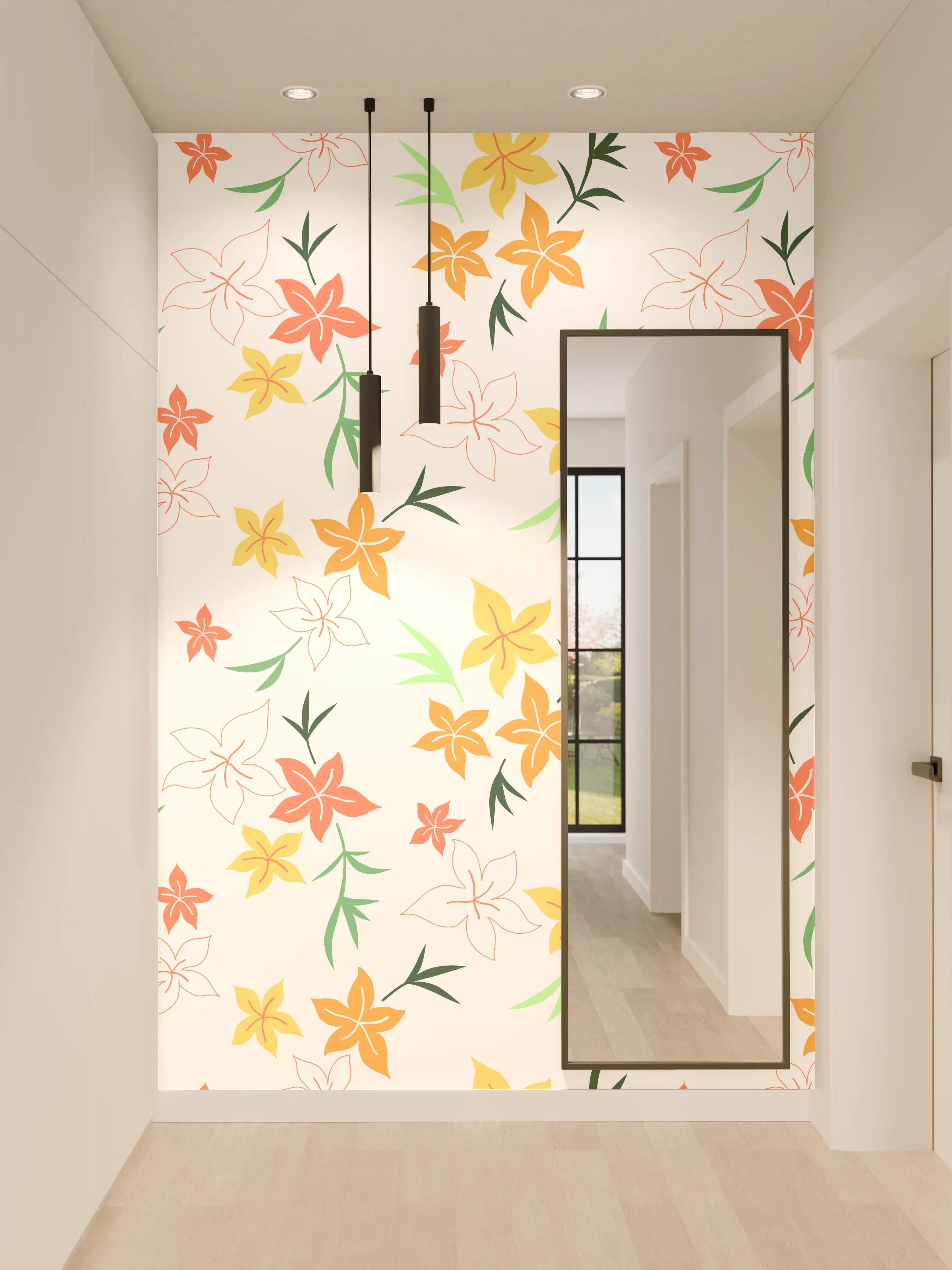 Wandverkleidung Flur - Frühlingshafte Blumenmuster