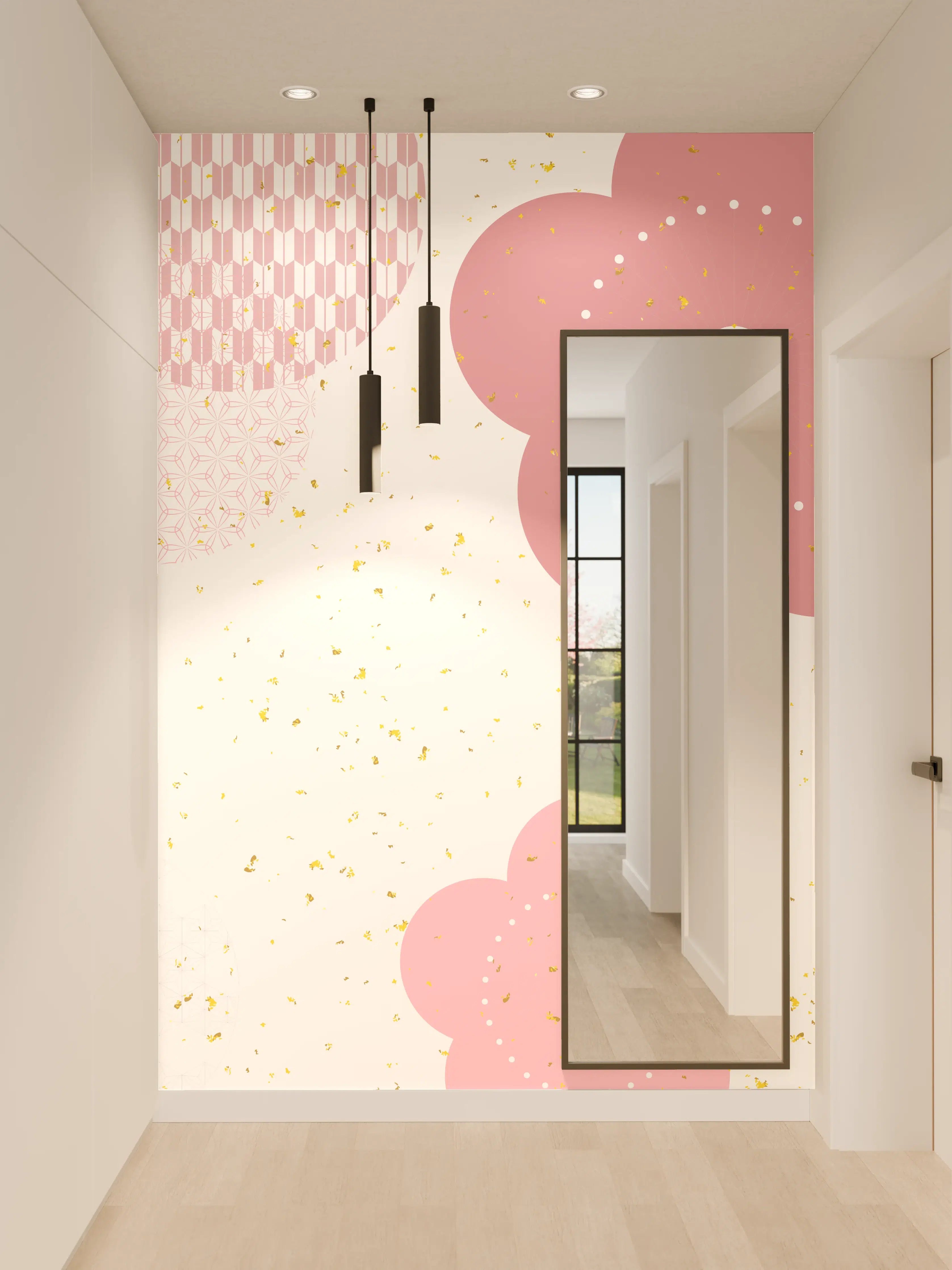 Wandverkleidung Flur - Frühlingshaftes Kirschblüten-Design
