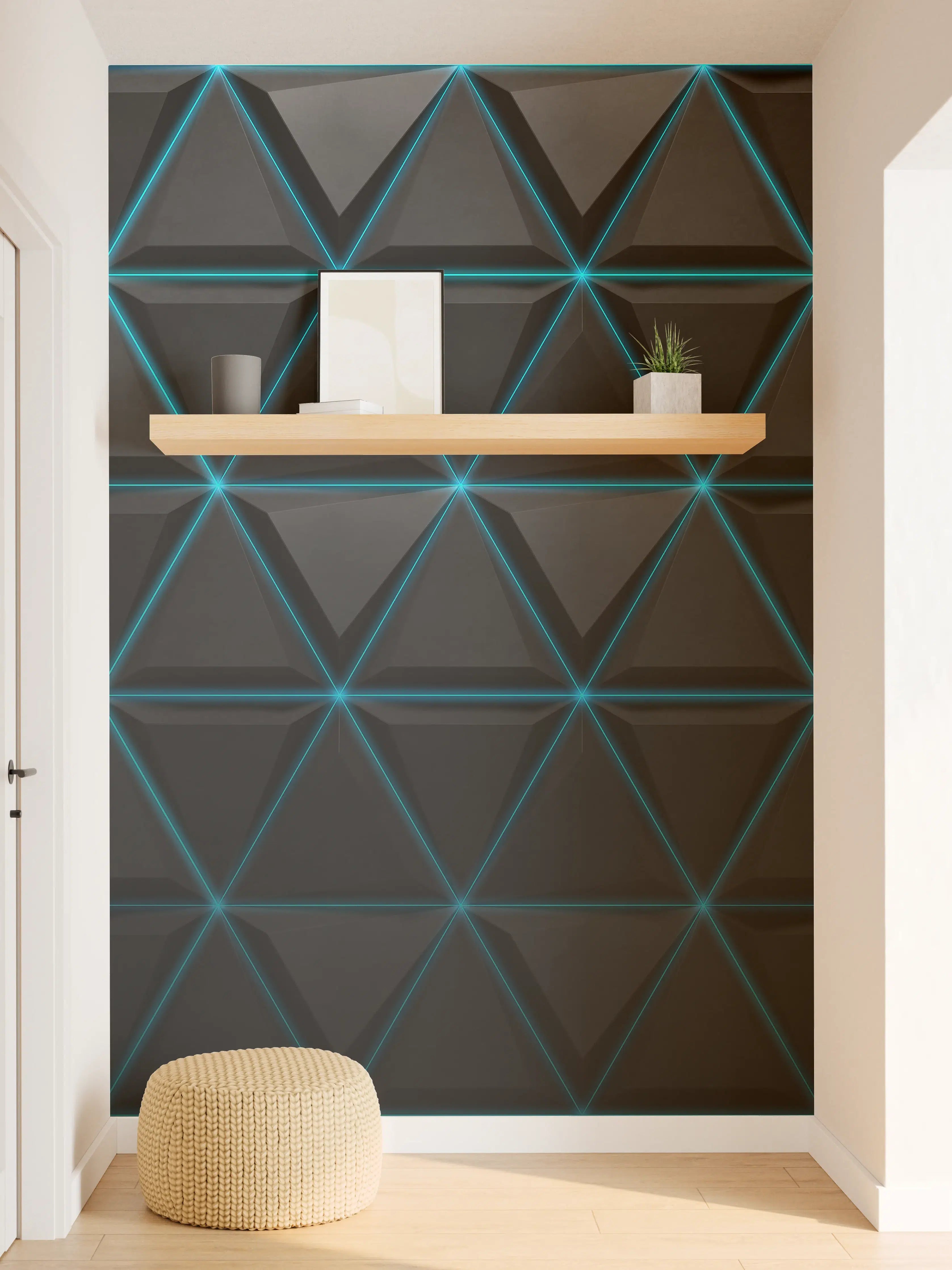Wandverkleidung Flur - Futuristisches geometrisches Lichtmuster