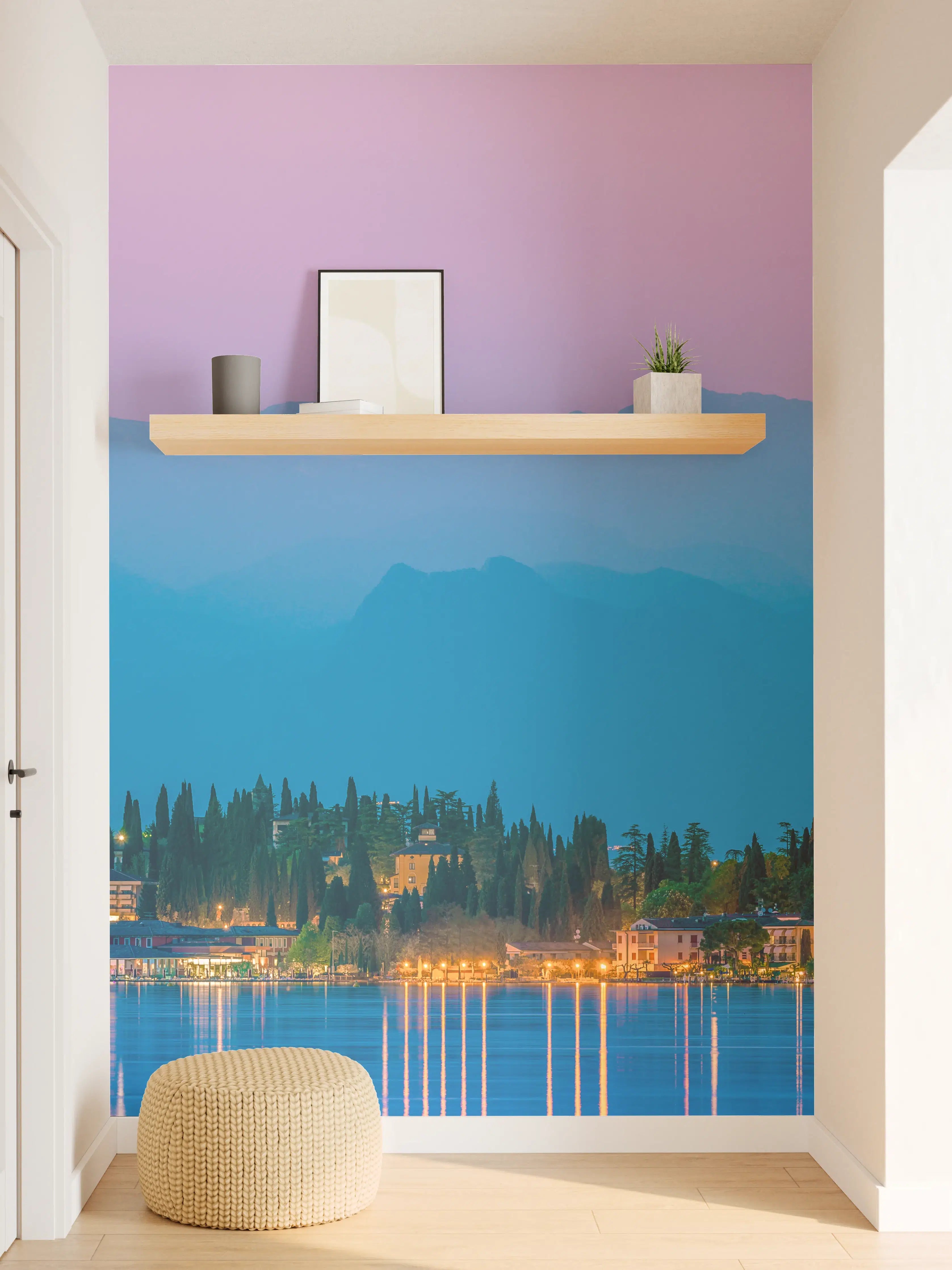 Wandverkleidung Flur - Gardasee Abenddämmerung Panorama