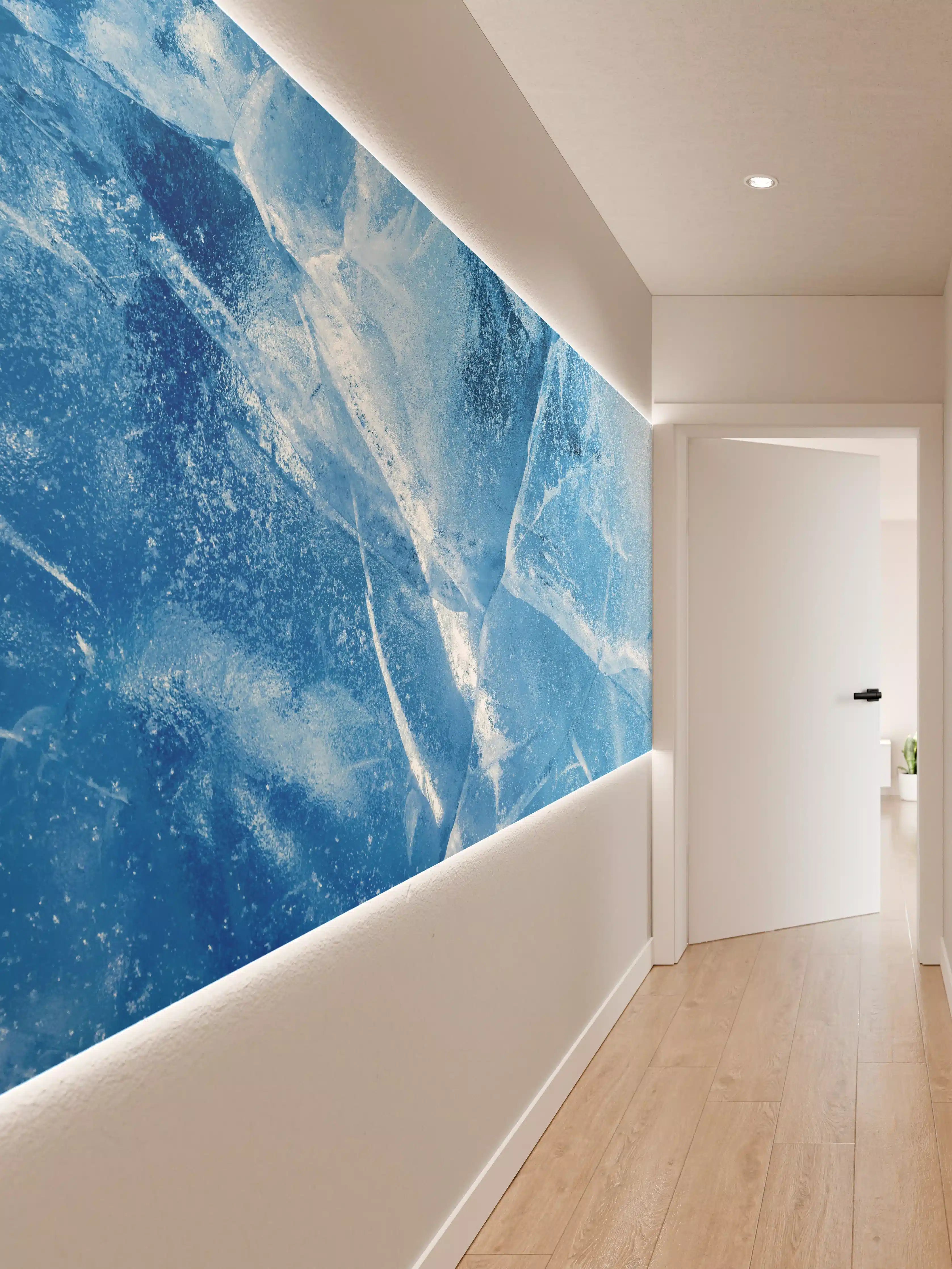 Wandverkleidung Flur - Gefrorene Eisflächen: Kühles, klares Blau