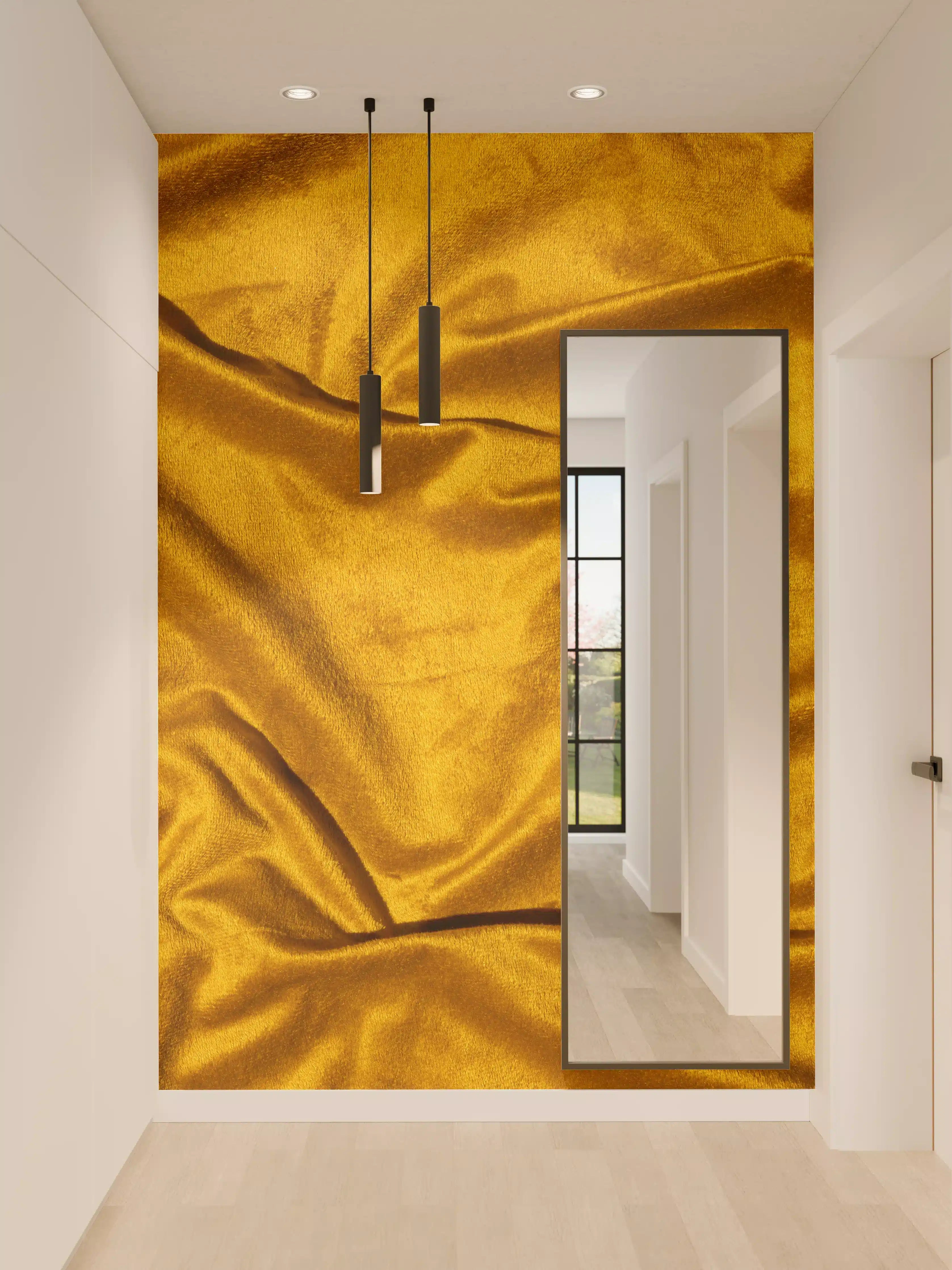 Wandverkleidung Flur - Gelbe Satin Seide