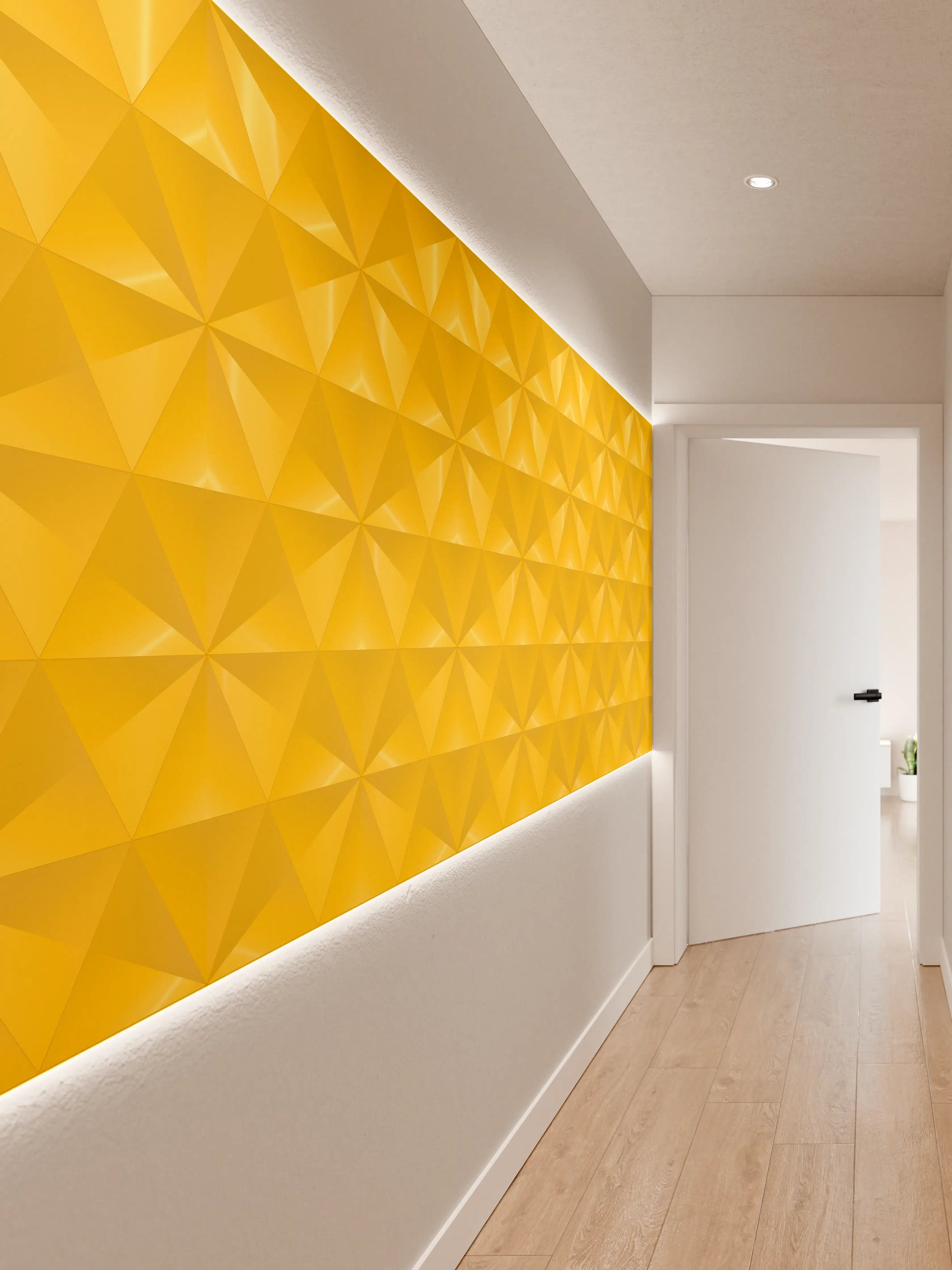 Wandverkleidung Flur - Gelbes Fliesenmuster - Geometrie