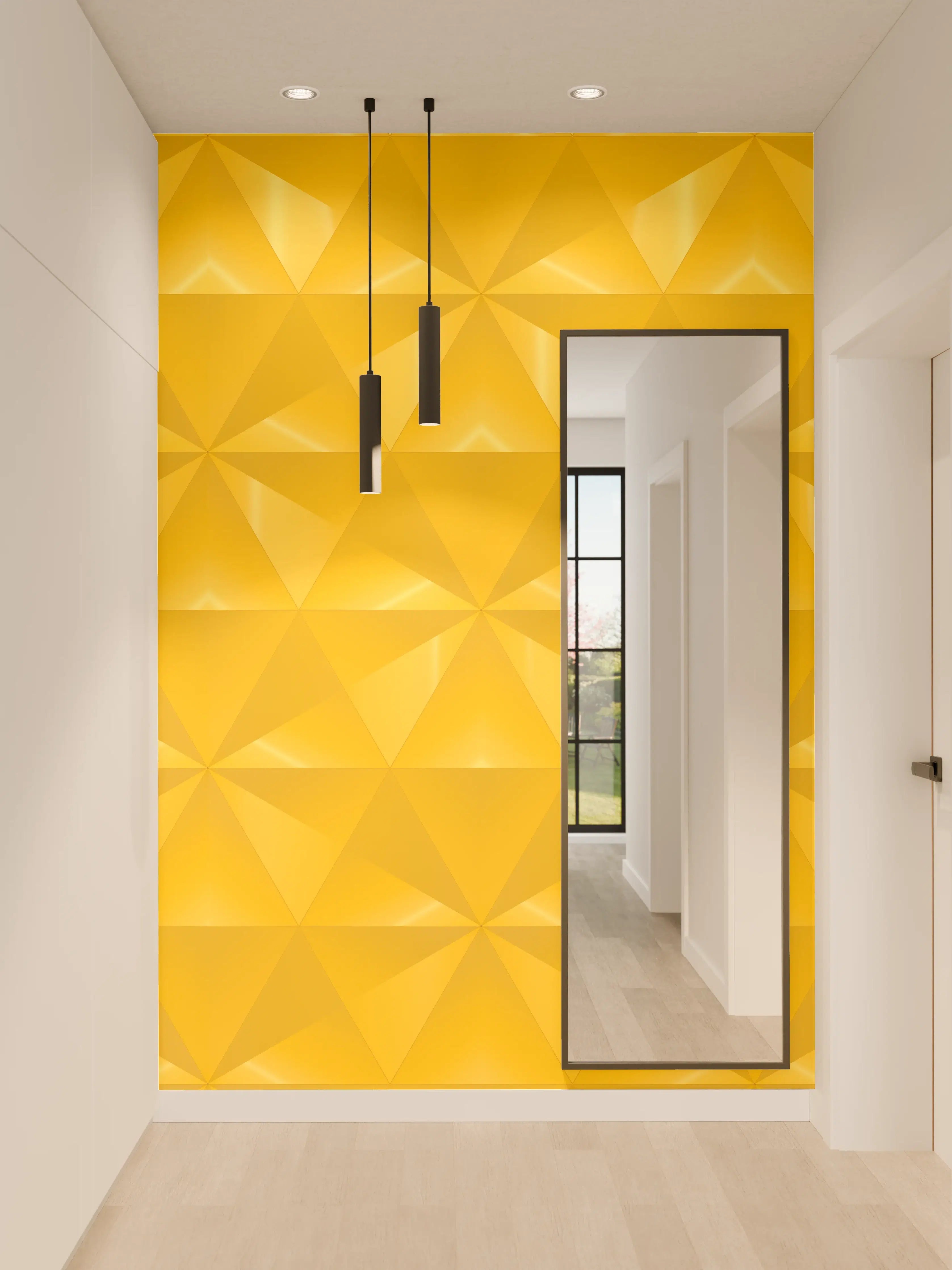 Wandverkleidung Flur - Gelbes Fliesenmuster - Geometrie