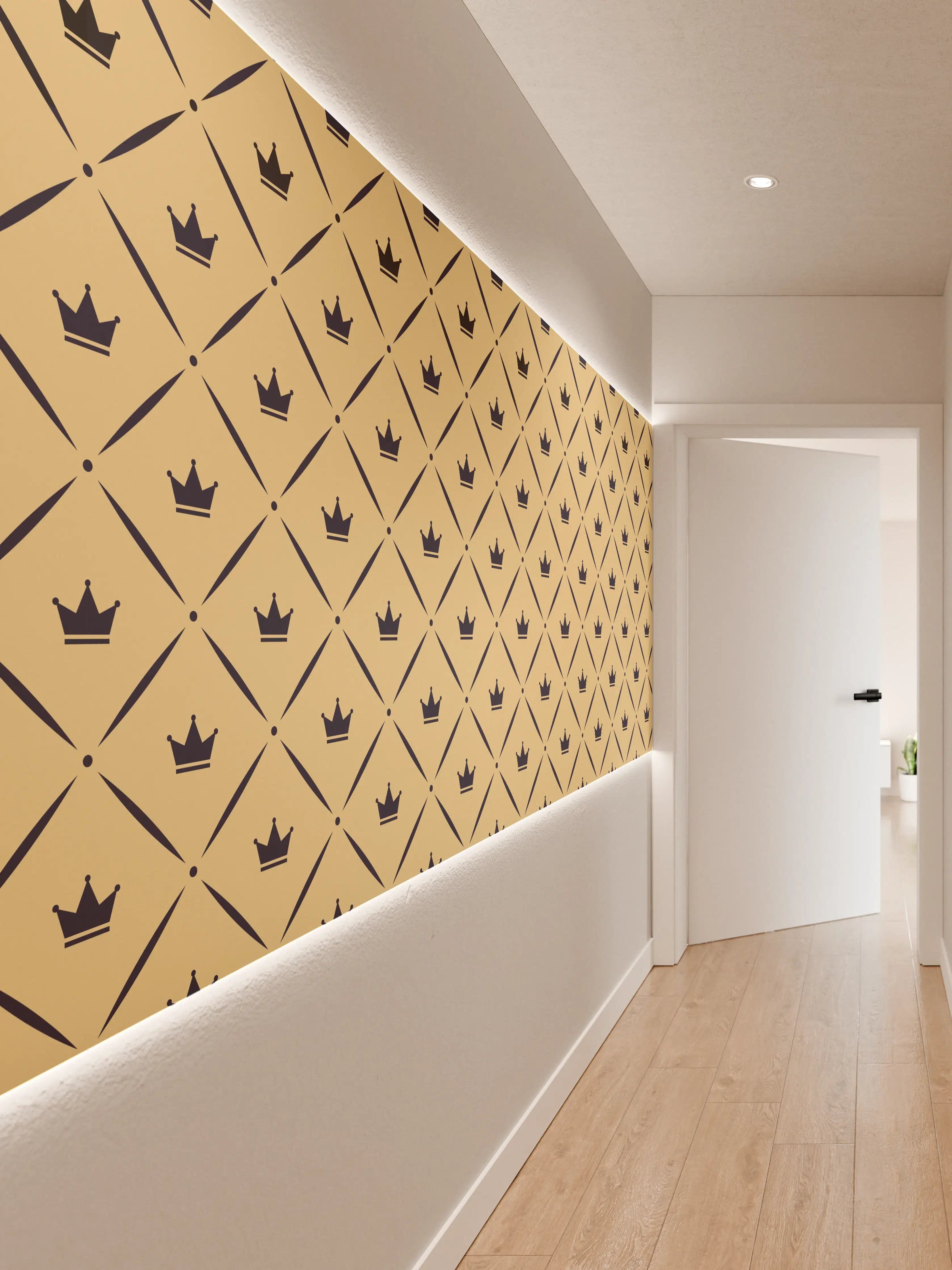 Wandverkleidung Flur - Geometrisches Beige-Braun Muster