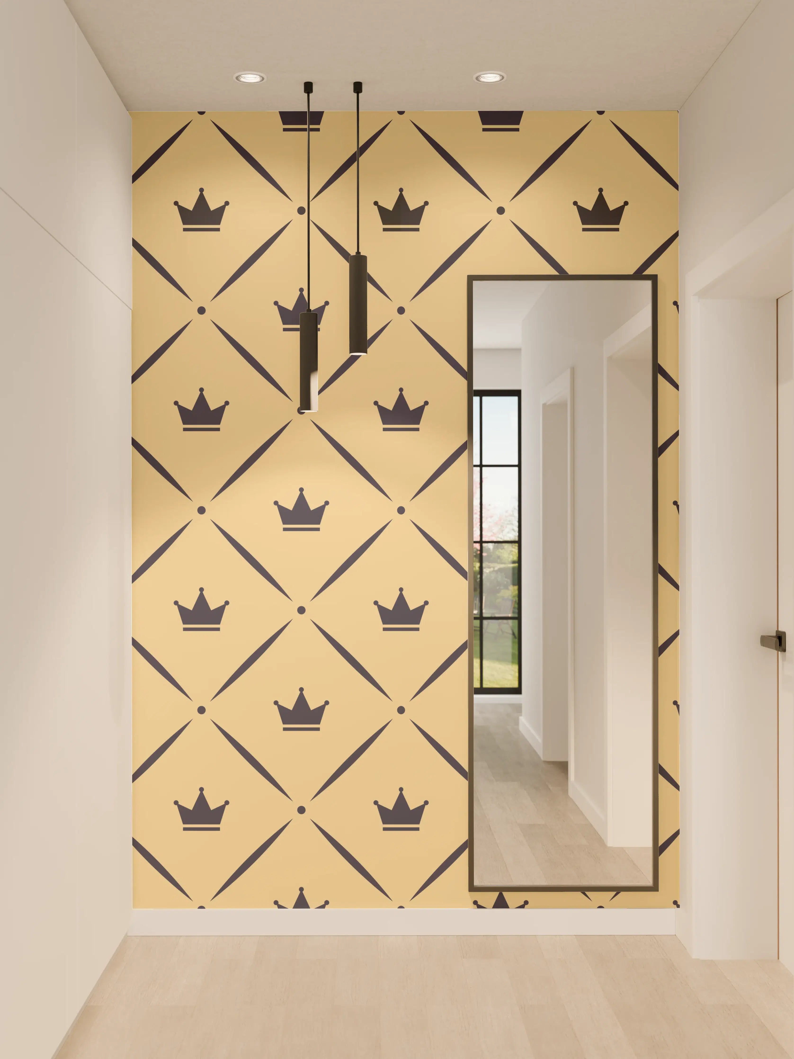 Wandverkleidung Flur - Geometrisches Beige-Braun Muster
