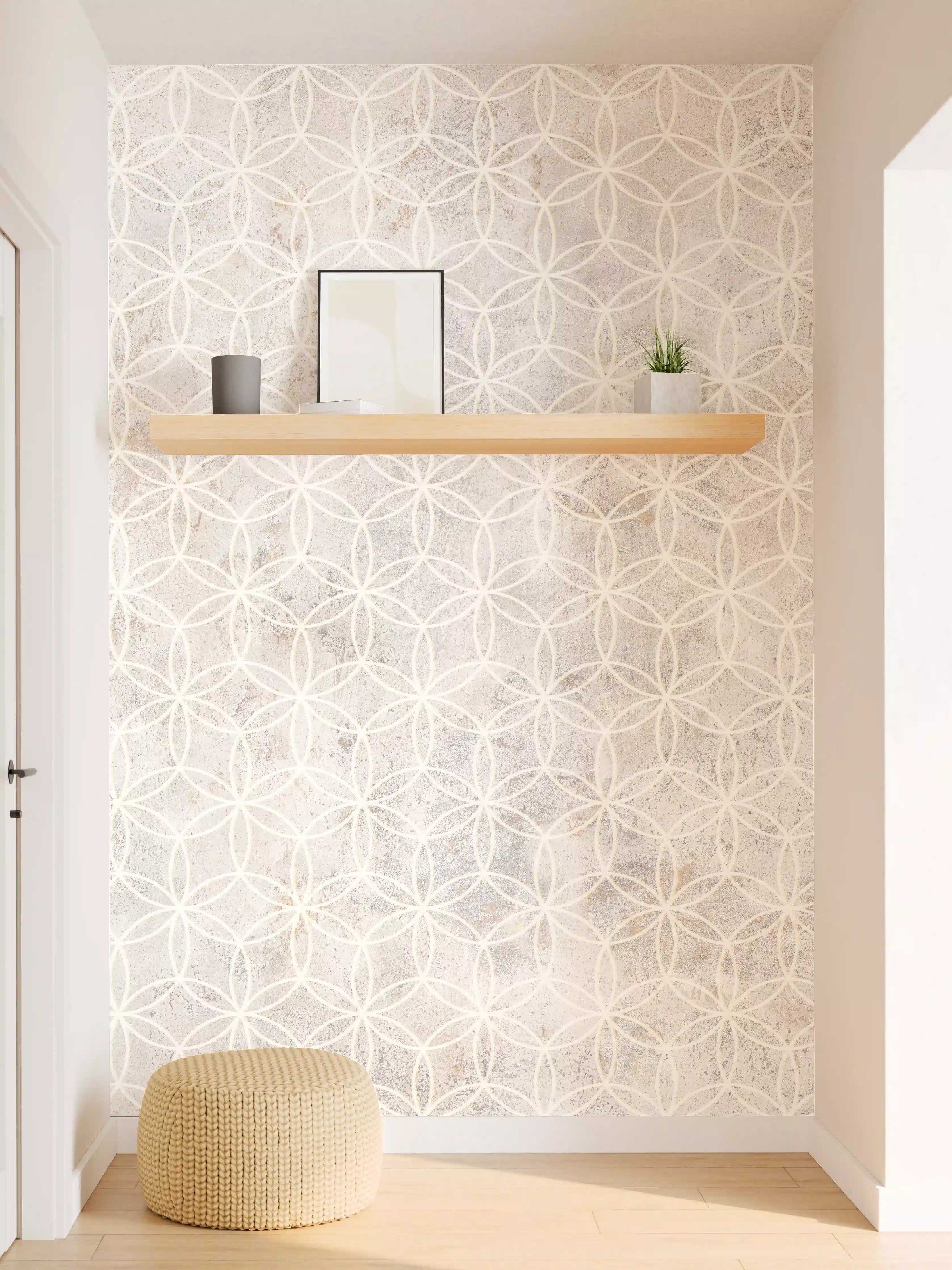 Wandverkleidung Flur - Geometrisches Beton Mosaik