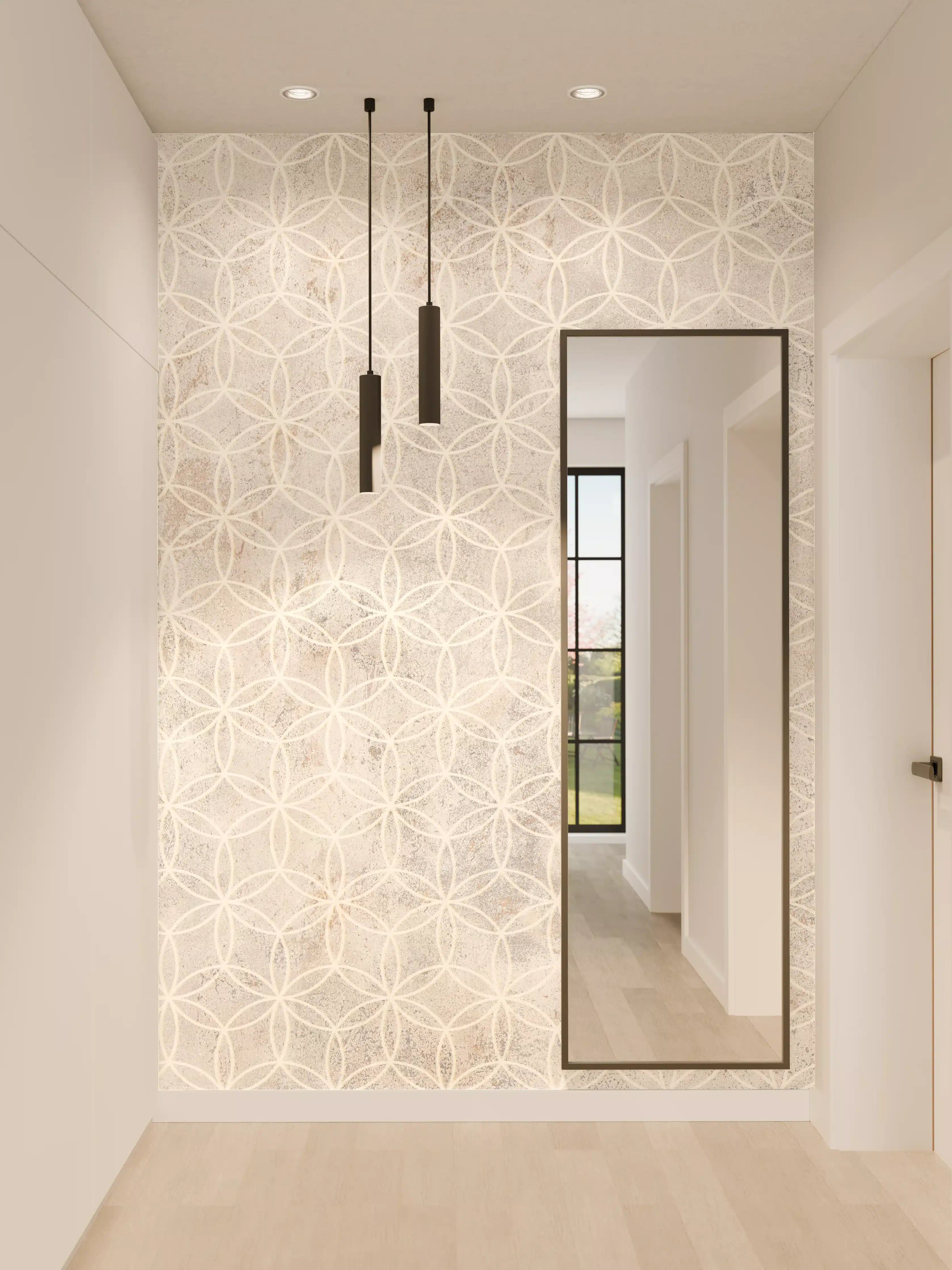 Wandverkleidung Flur - Geometrisches Beton Mosaik