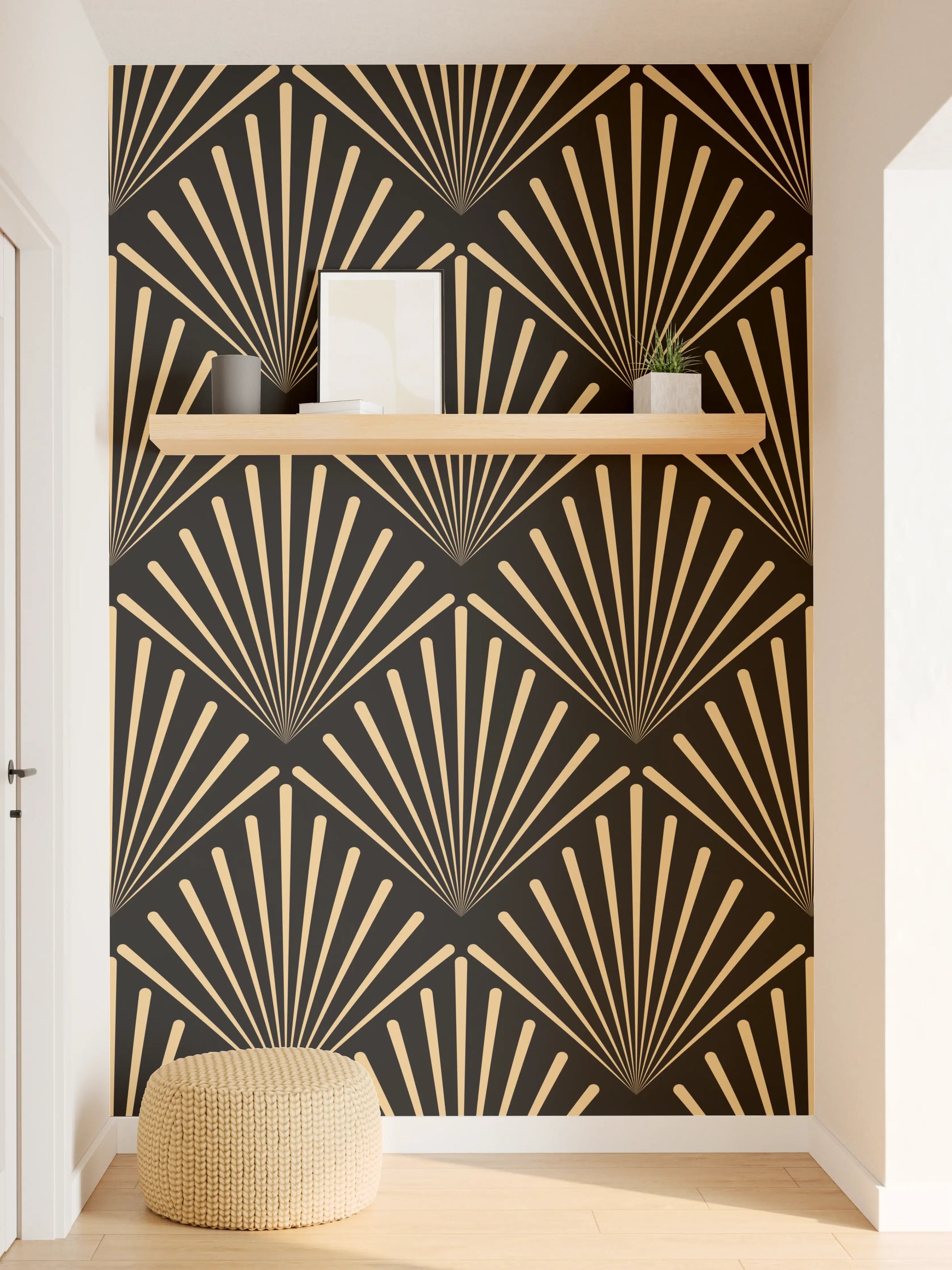 Wandverkleidung Flur - Geometrisches Goldmuster